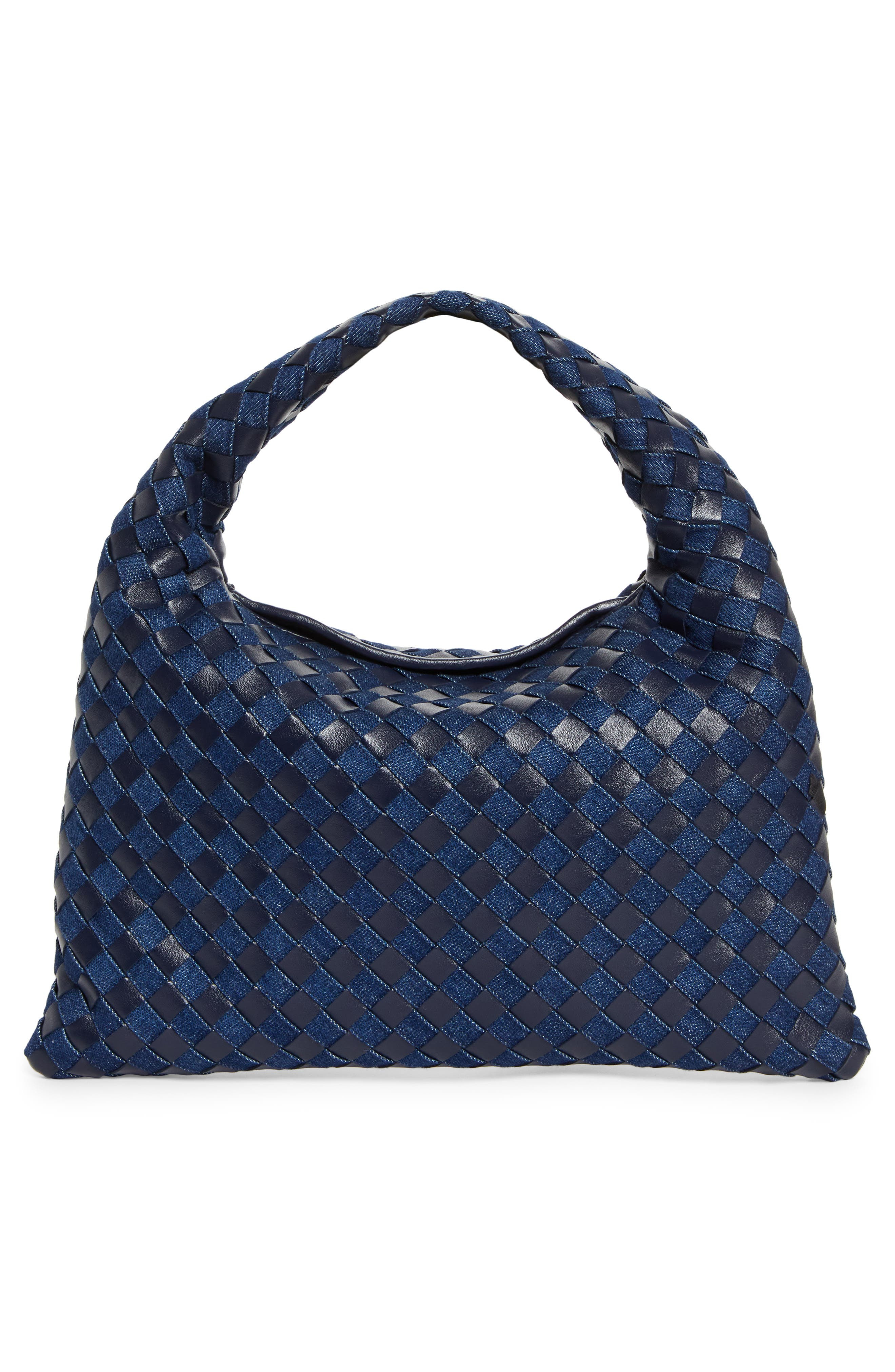 Small Hop Intrecciato Leather & Denim Hobo Bag - 3