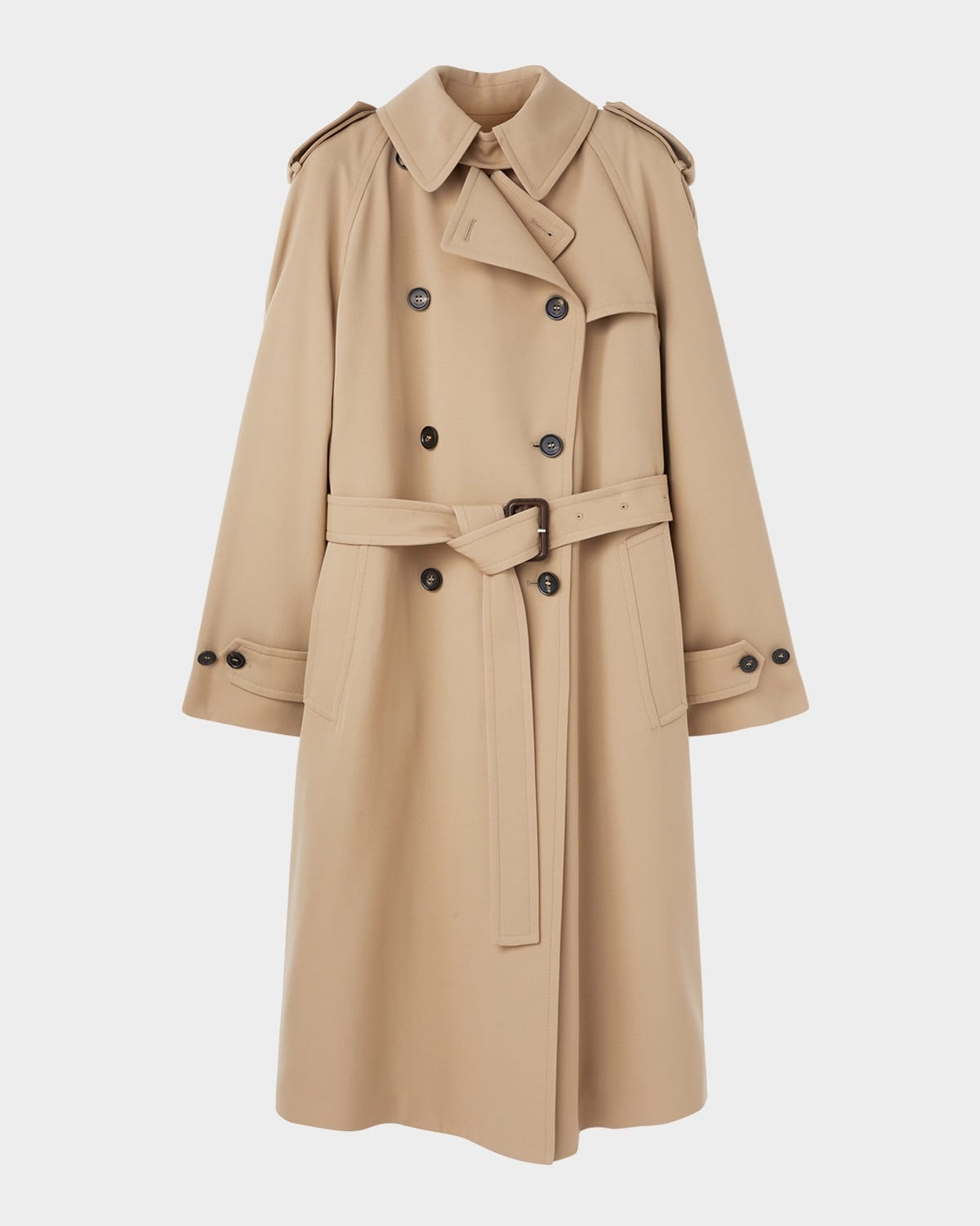 Loro Piana Clive Double-Breasted Belted Drill Wool Trench