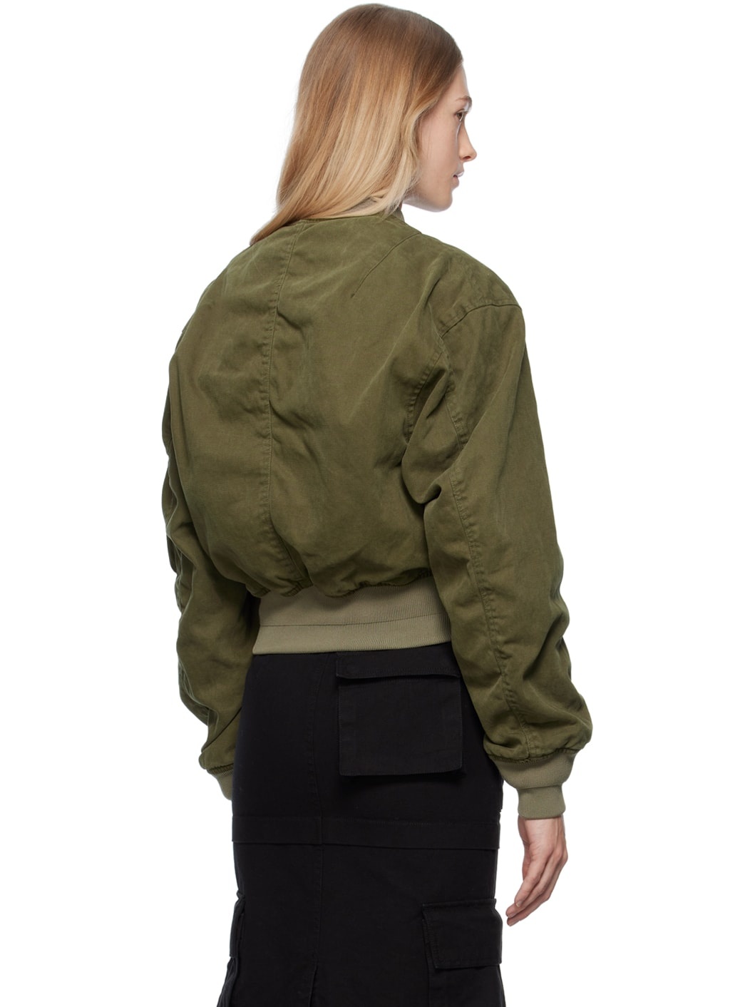 Khaki MA-1 Denim Bomber Jacket - 3