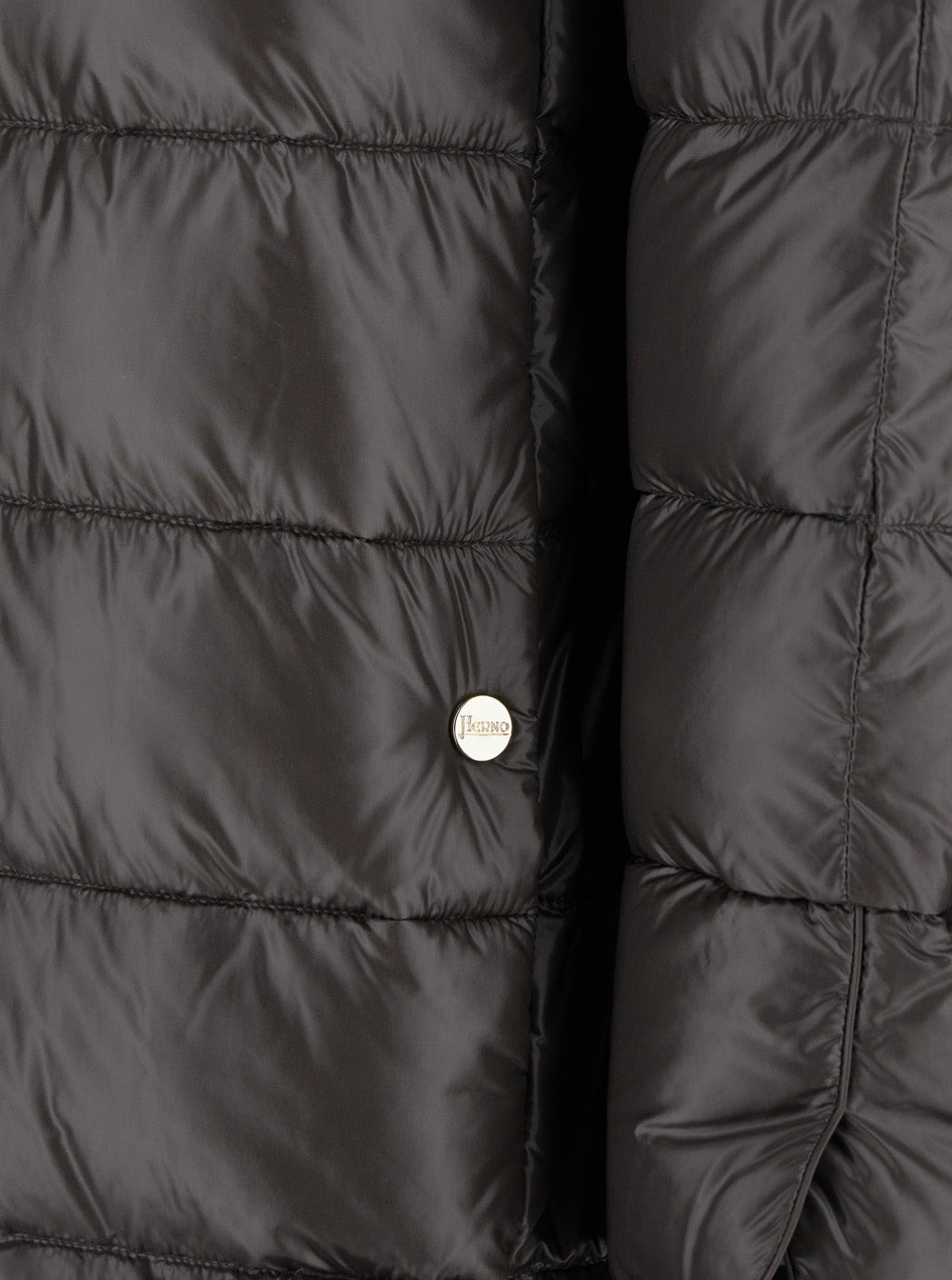 Herno Women 'Matilde' Grey Down Jacket With Mock Neck And Two Front Welt Pockets With Button In Tech - 3