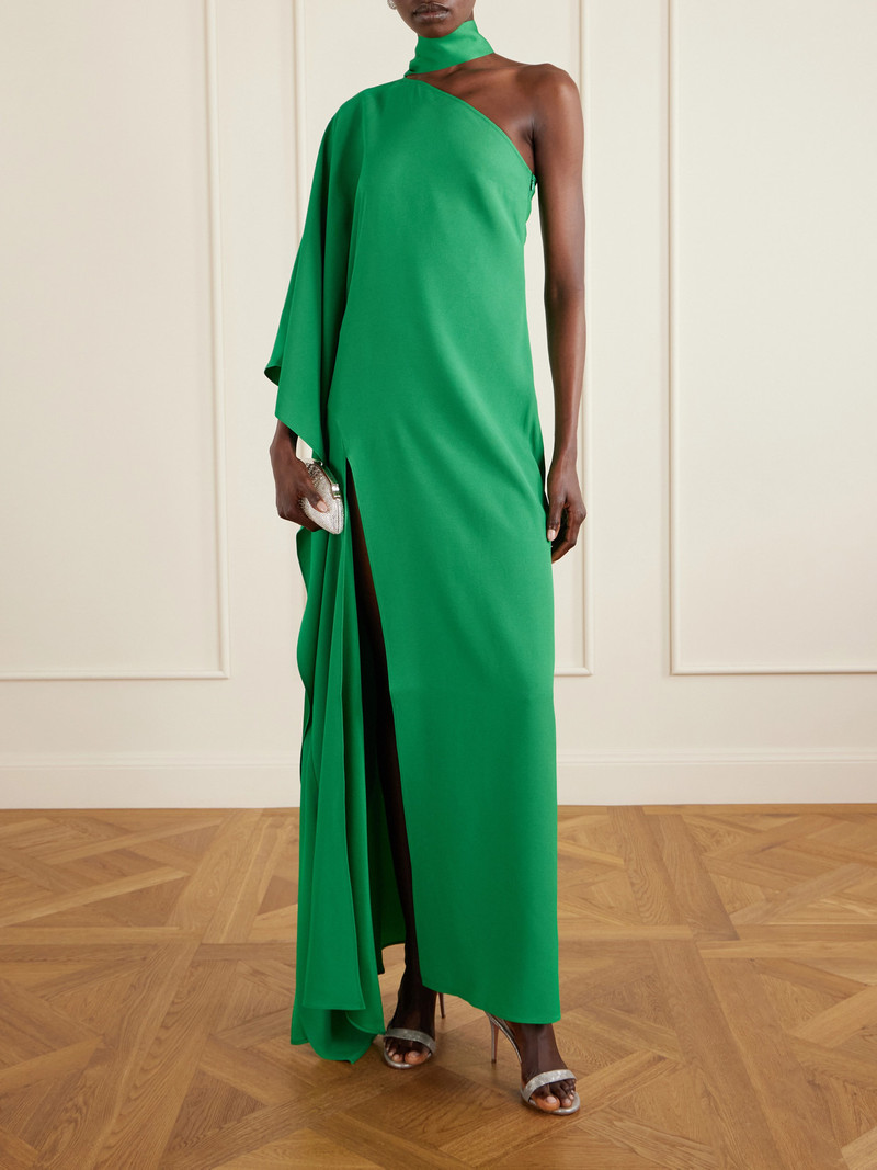 Taller Marmo Paloma One-shoulder Scarf-detailed Crepe-cady Gown outlook