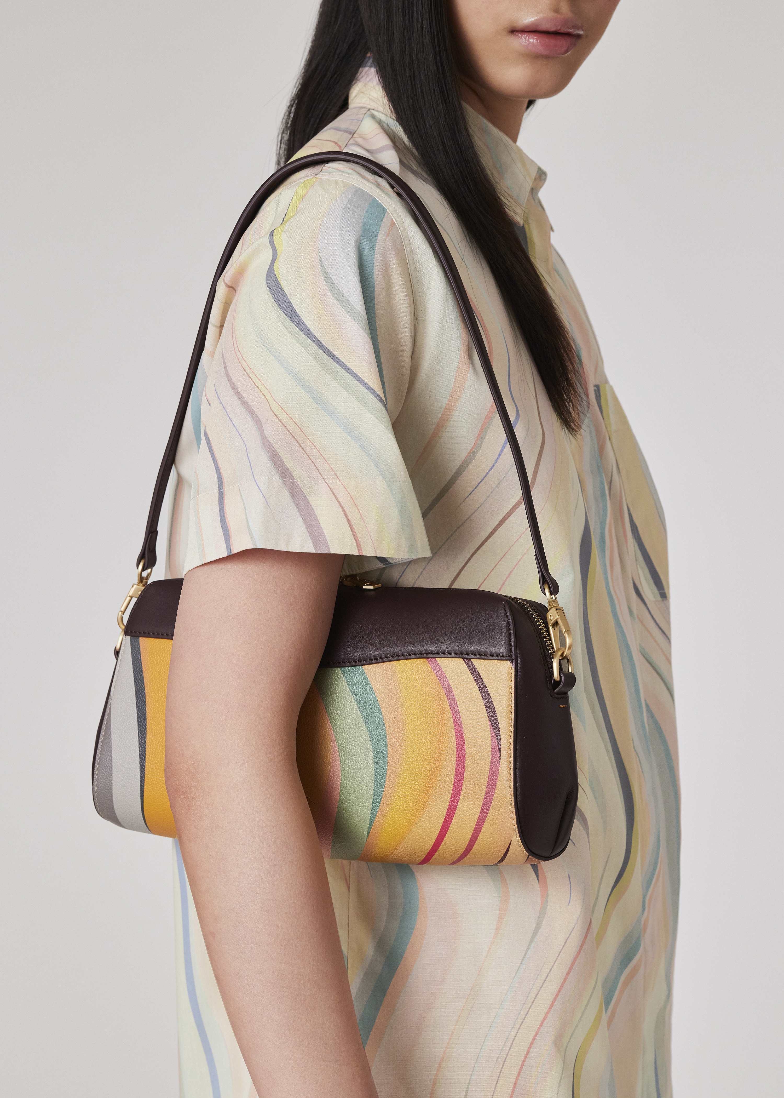 Women's 'Dusky Swirl' Leather Shoulder Bag - 14