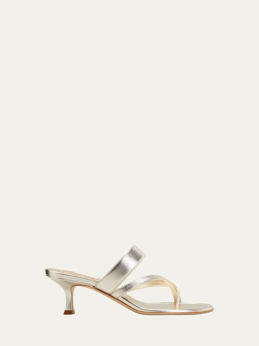 Susa Metallic Crisscross Mule Sandals - 1