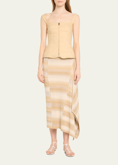 SIMKHAI Caelan Asymmetric Stripe Knit Midi Skirt outlook