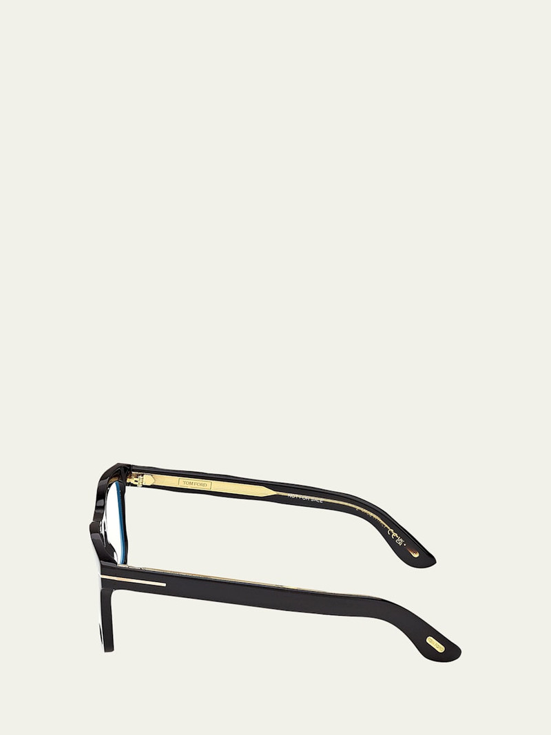 Men's Icon Square Acetate Blue Block Optical Glasses with Clip-On Sunglasses 3