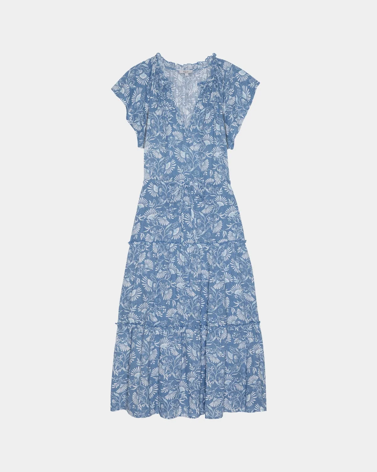 Juni V-Neck Linen Midi Dress - 1
