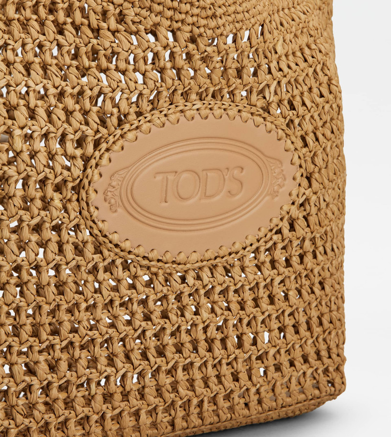 SHOPPING BAG IN RAFFIA AND LEATHER MEDIUM - BEIGE 5