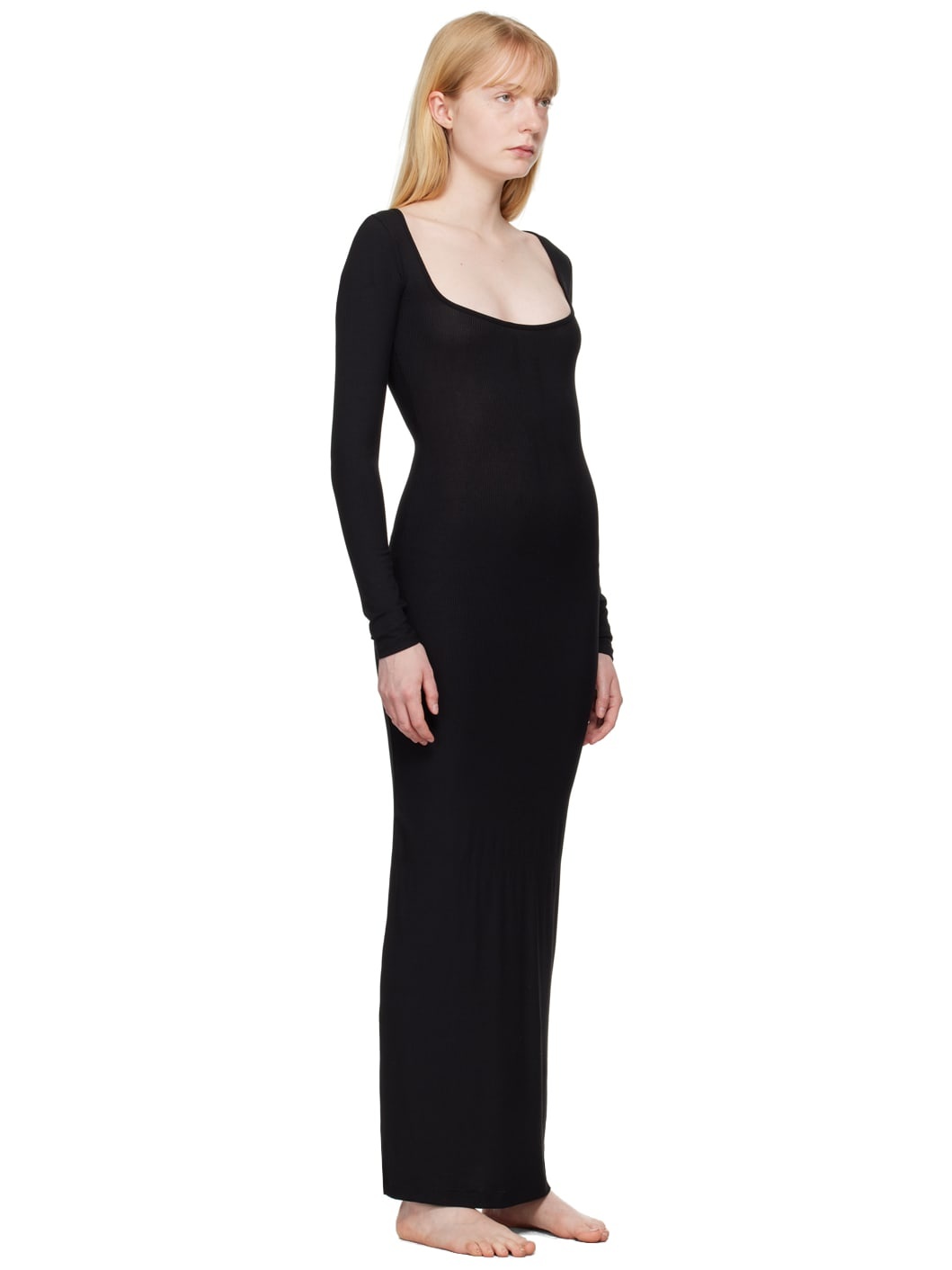 Black Soft Lounge Long Sleeve Maxi Dress - 2