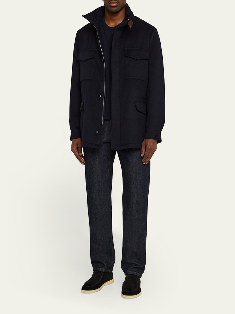 Loro Piana Men's Traveller Cashmere Full-Zip Field Jacket outlook