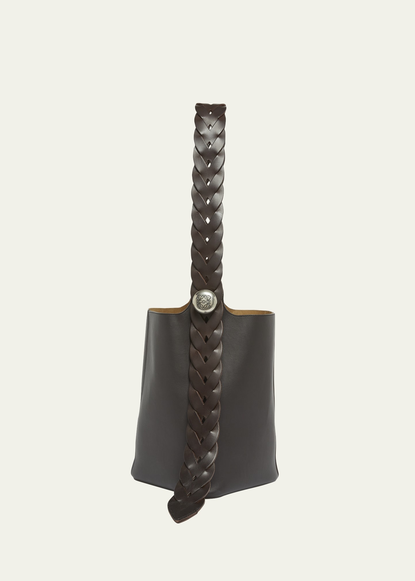 Men's Pebble Woven Leather Bucket Bag - 1