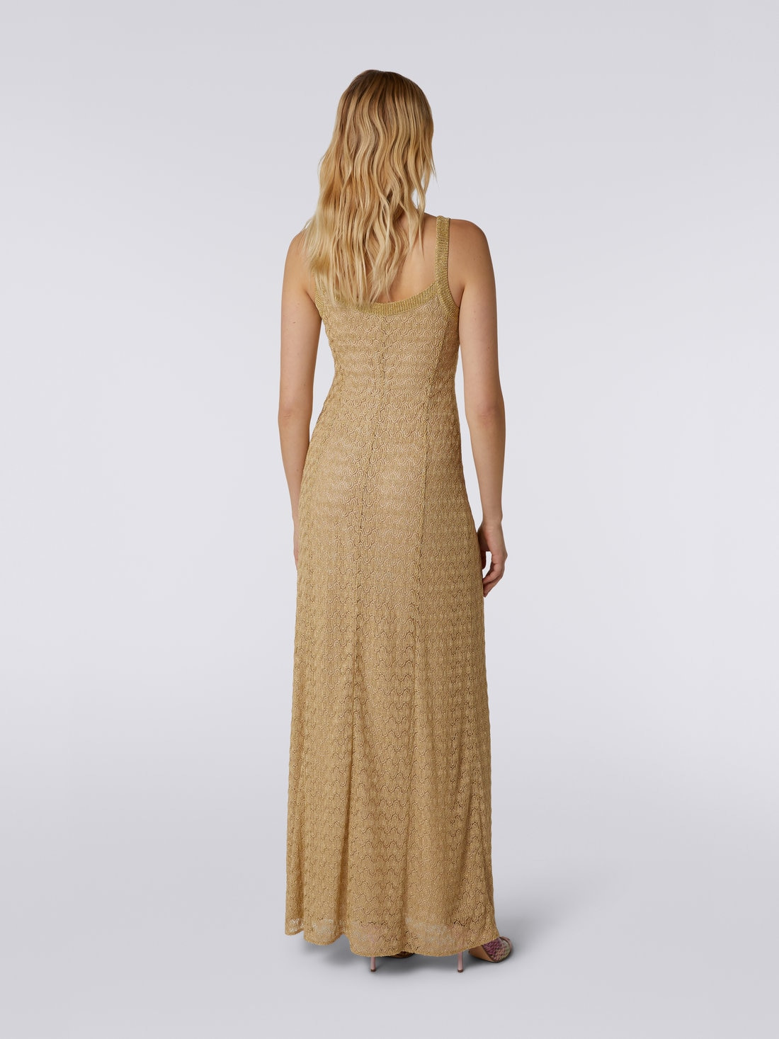 Long viscose blend lace dress with lamé - 4