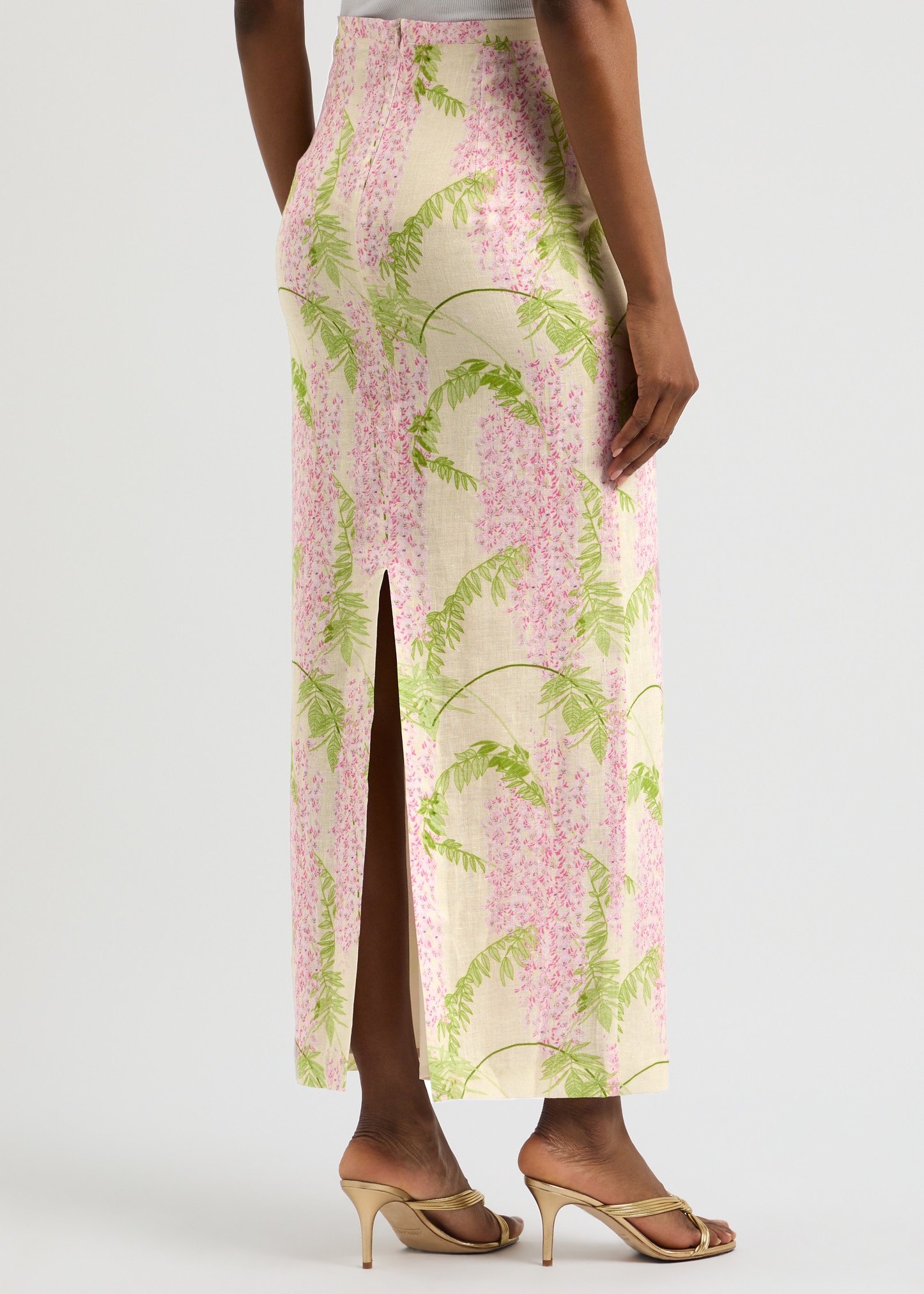 Norma floral-print linen maxi skirt - 3