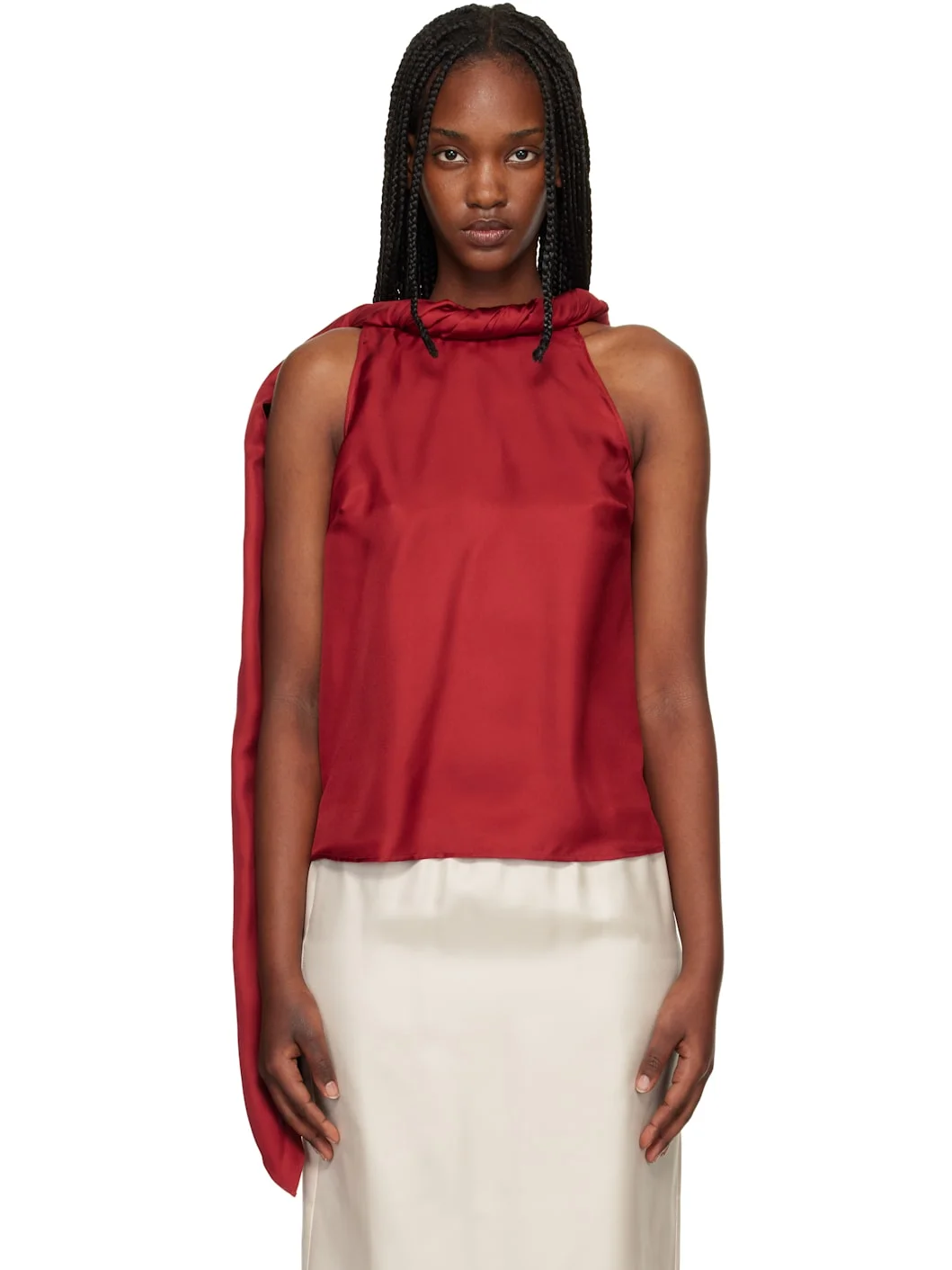 Orange Wilma Twisted Collar Blouse - 1