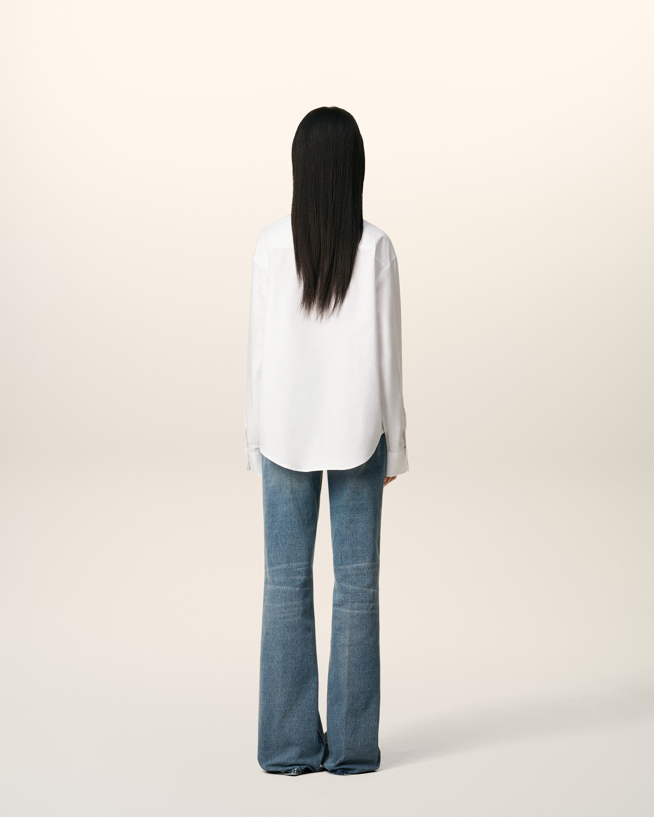WHITE COTTON AMI DE COEUR BOXY SHIRT - 5