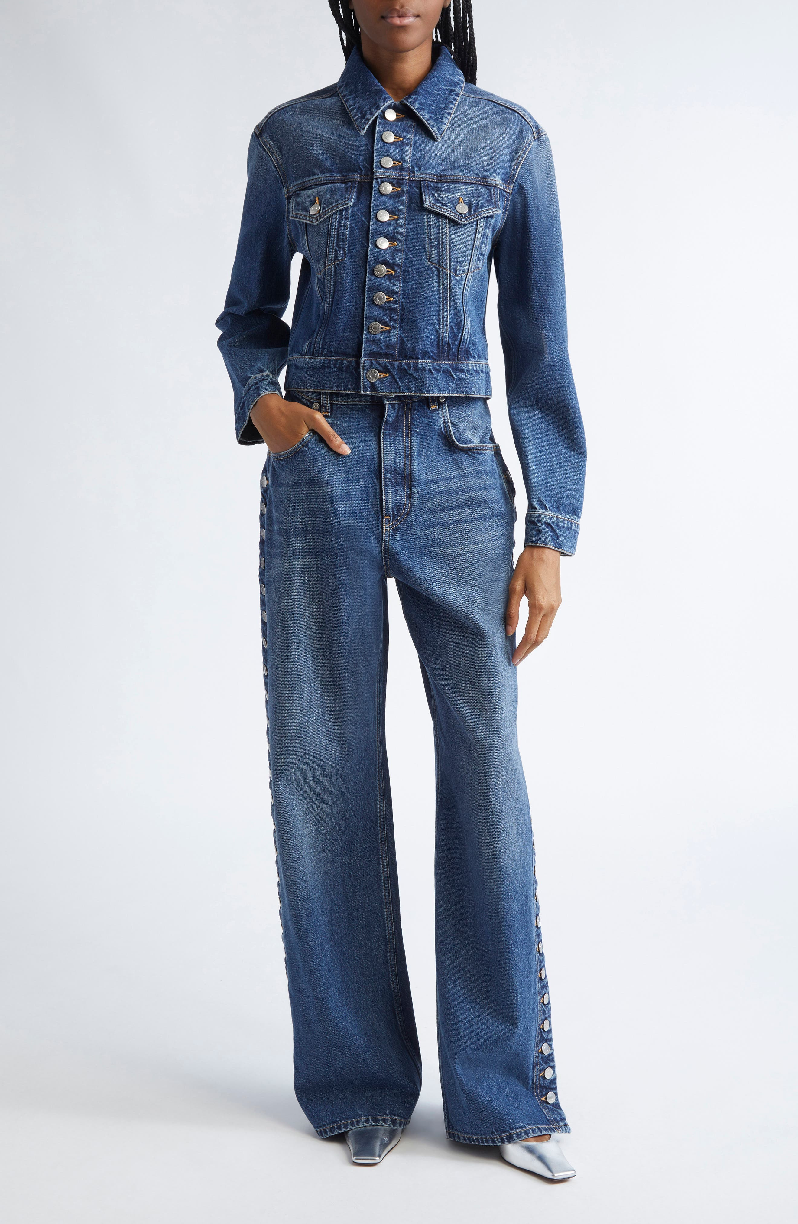 Stella McCartney Button-Up Denim Jacket in Dark Blue at Nordstrom - 2