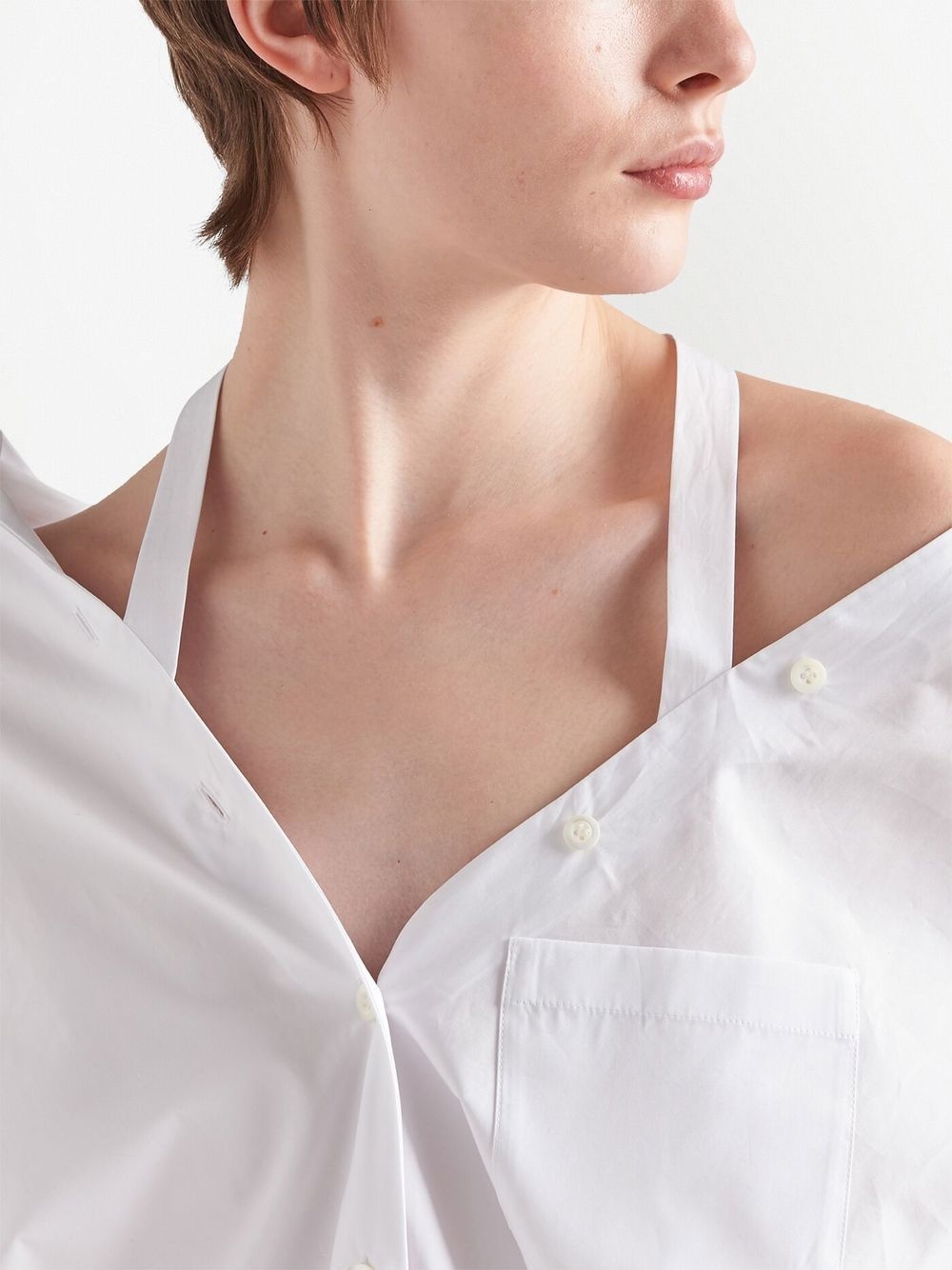 off-shoulder cotton shirt dress - 4