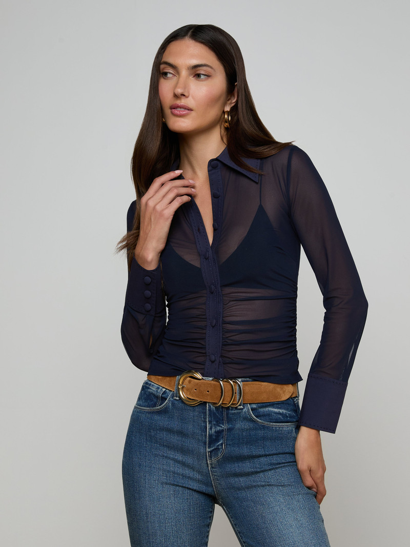 L'AGENCE Isola Mesh Blouse outlook