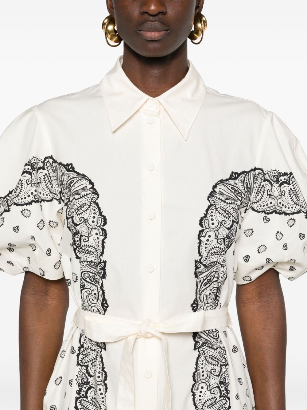bandana-print midi shirt dress - 5