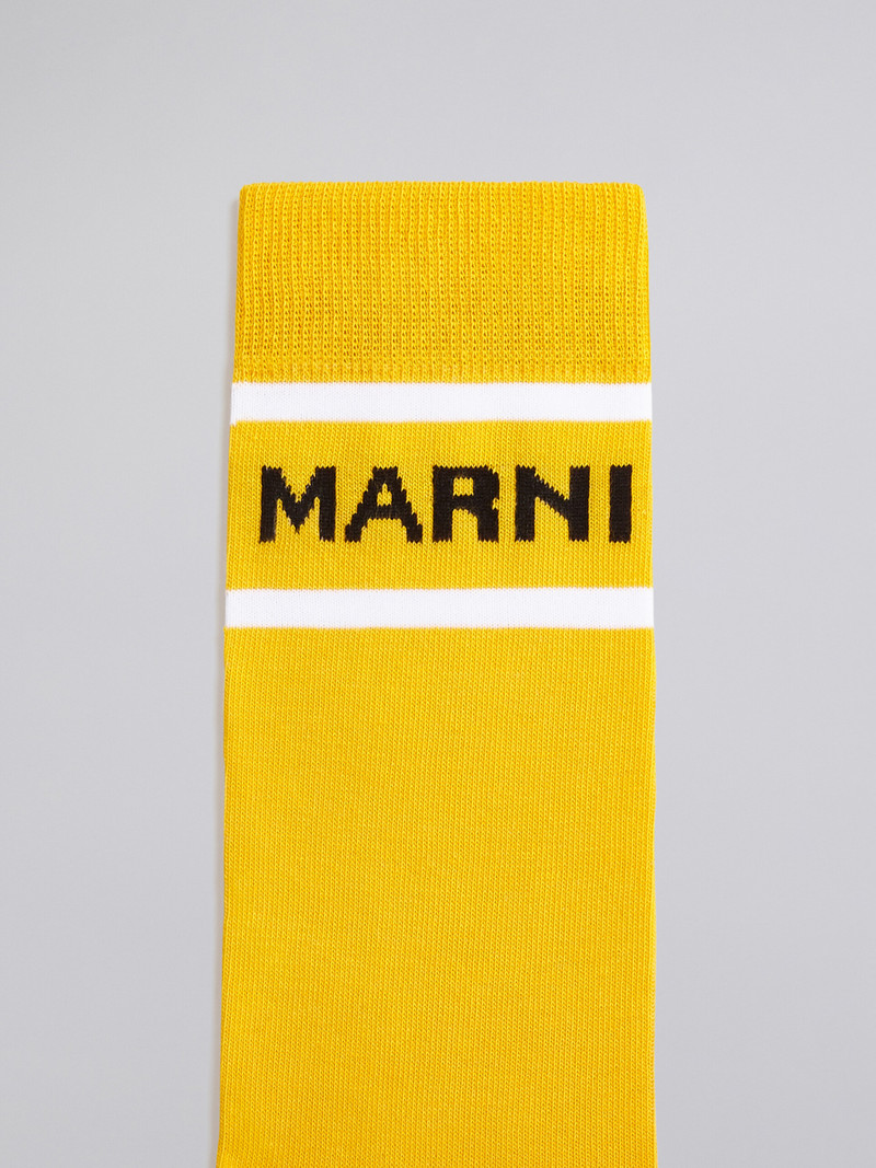 YELLOW COTTON AND NYLON LOGO SOCK 3