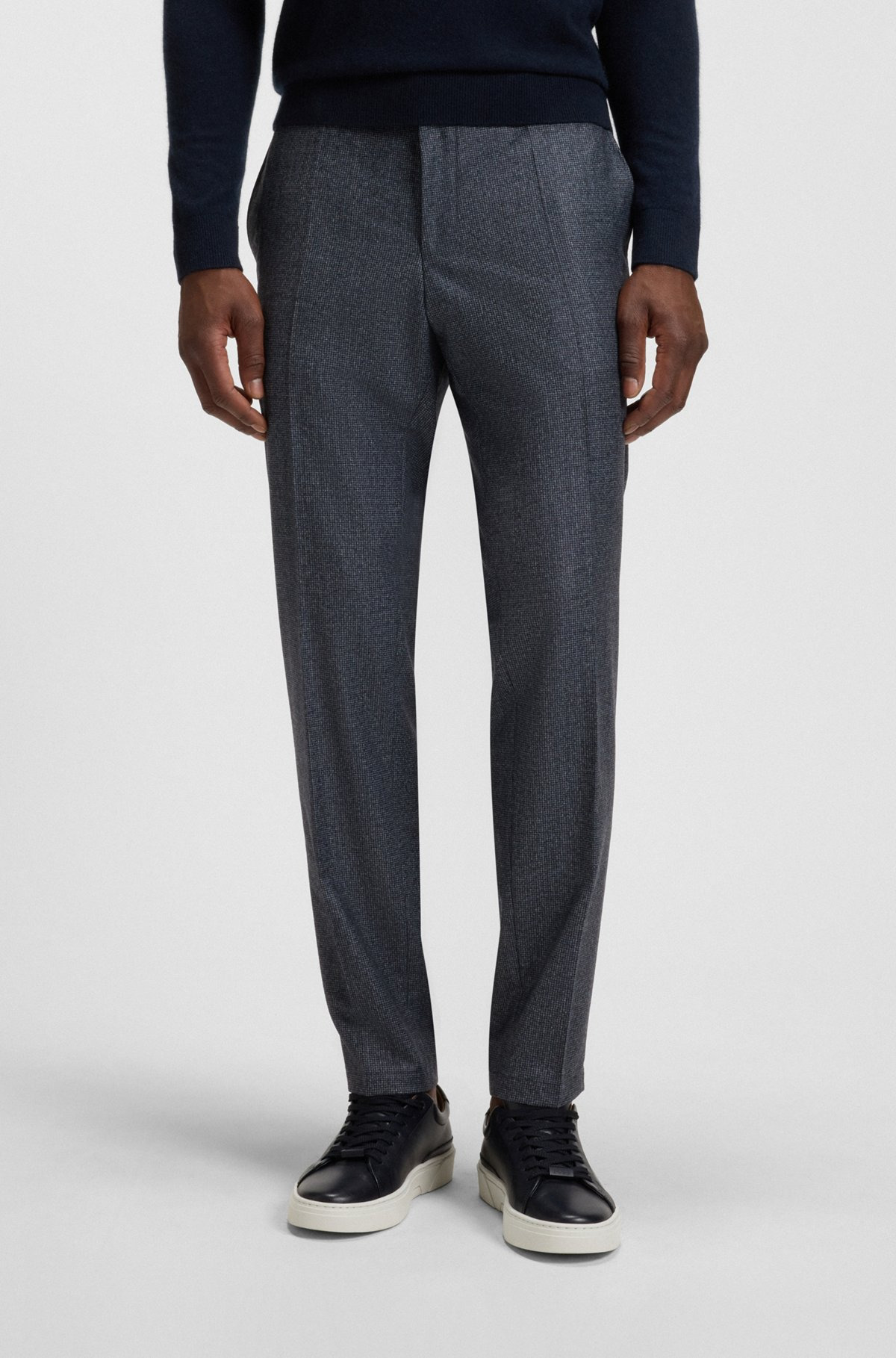 SLIM-FIT PANTS IN MICRO-PATTERNED VIRGIN WOOL - 2