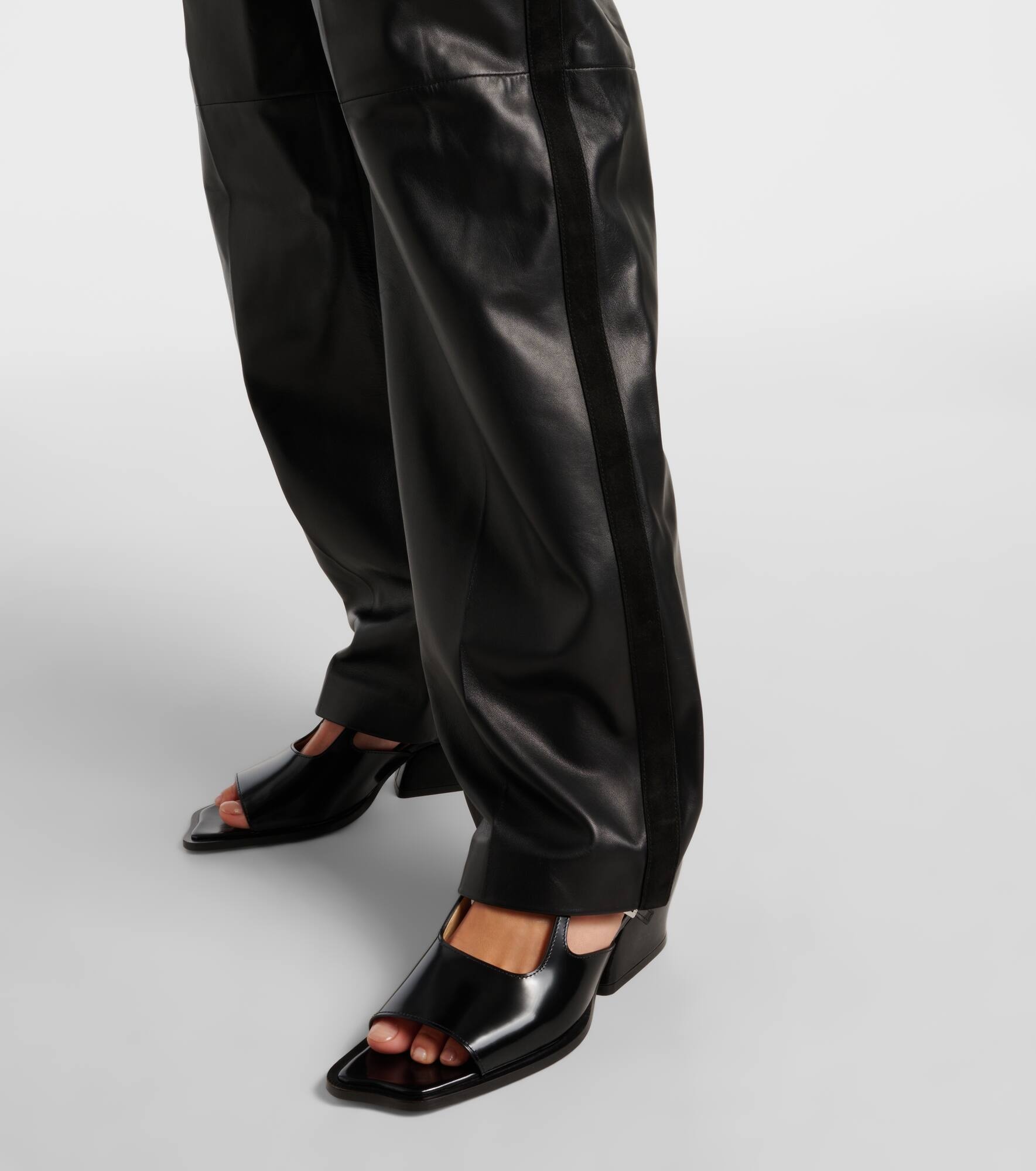 Leather straight pants - 5