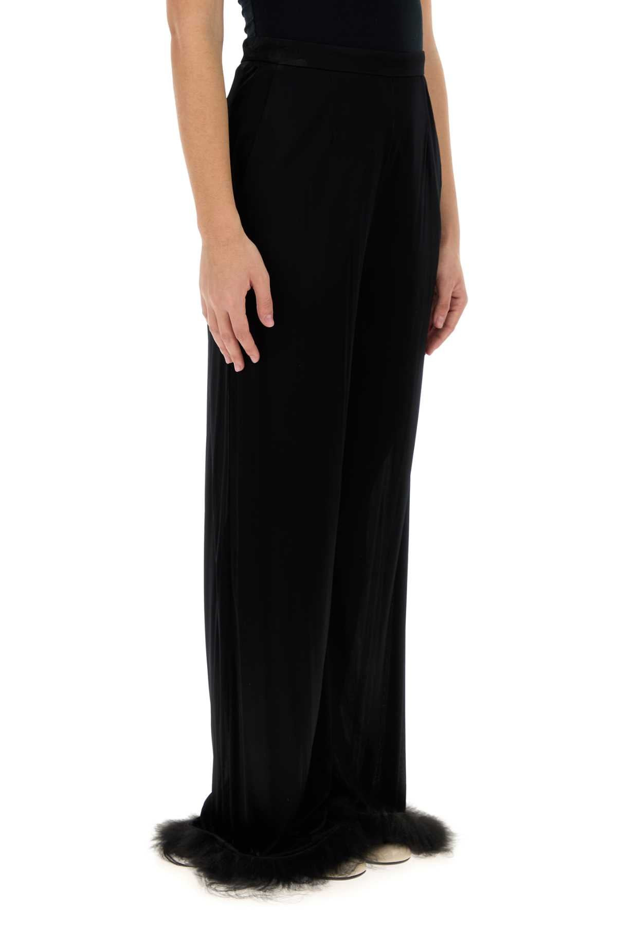 Prada Women Black Satin Wide-Leg Pant - 3