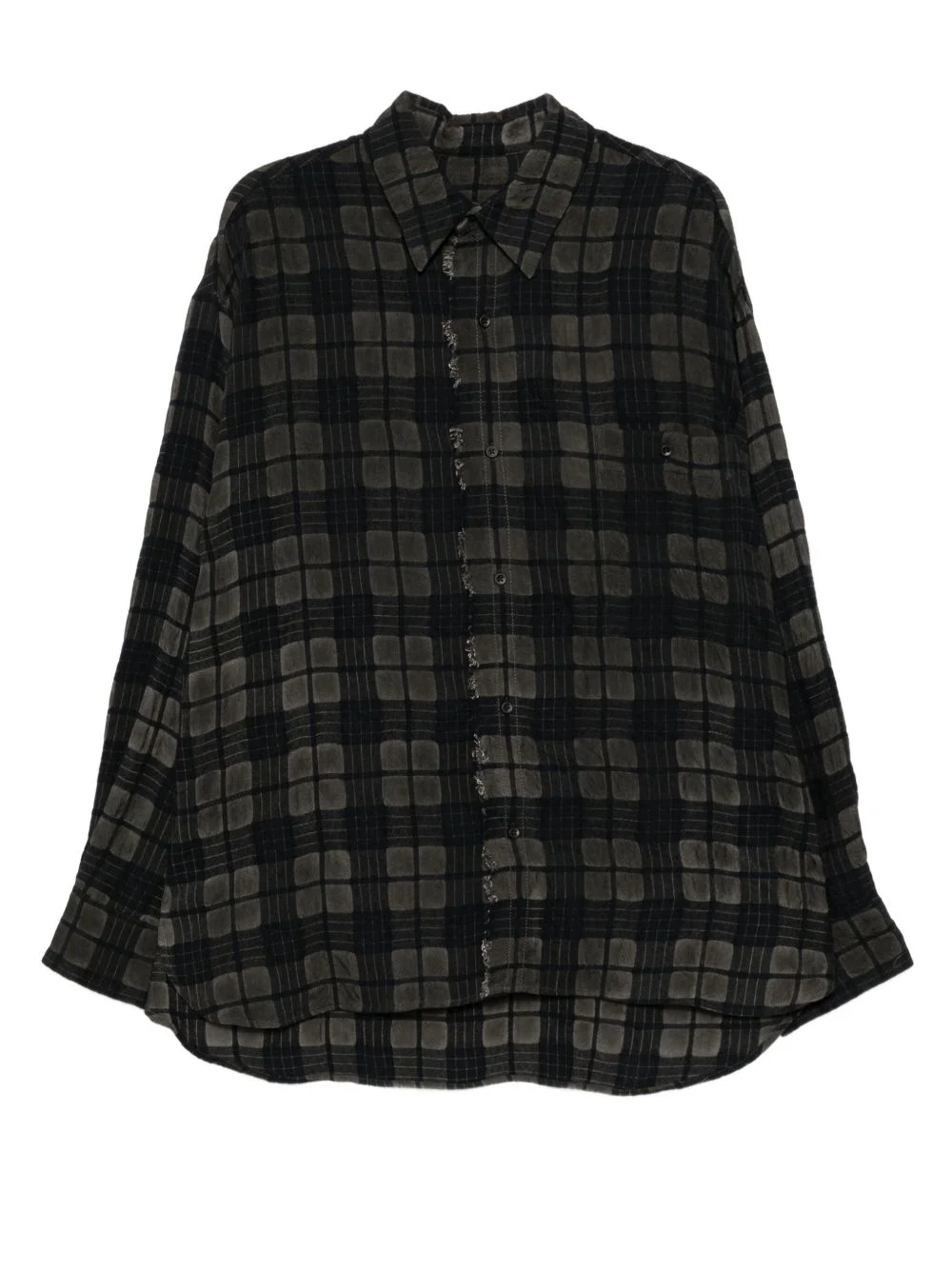 raw-edge plaid shirt - 1