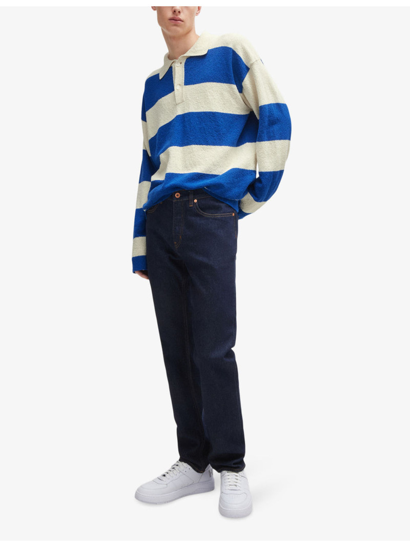 HUGO Relaxed-fit striped stretch recycled-cotton rugby polo outlook