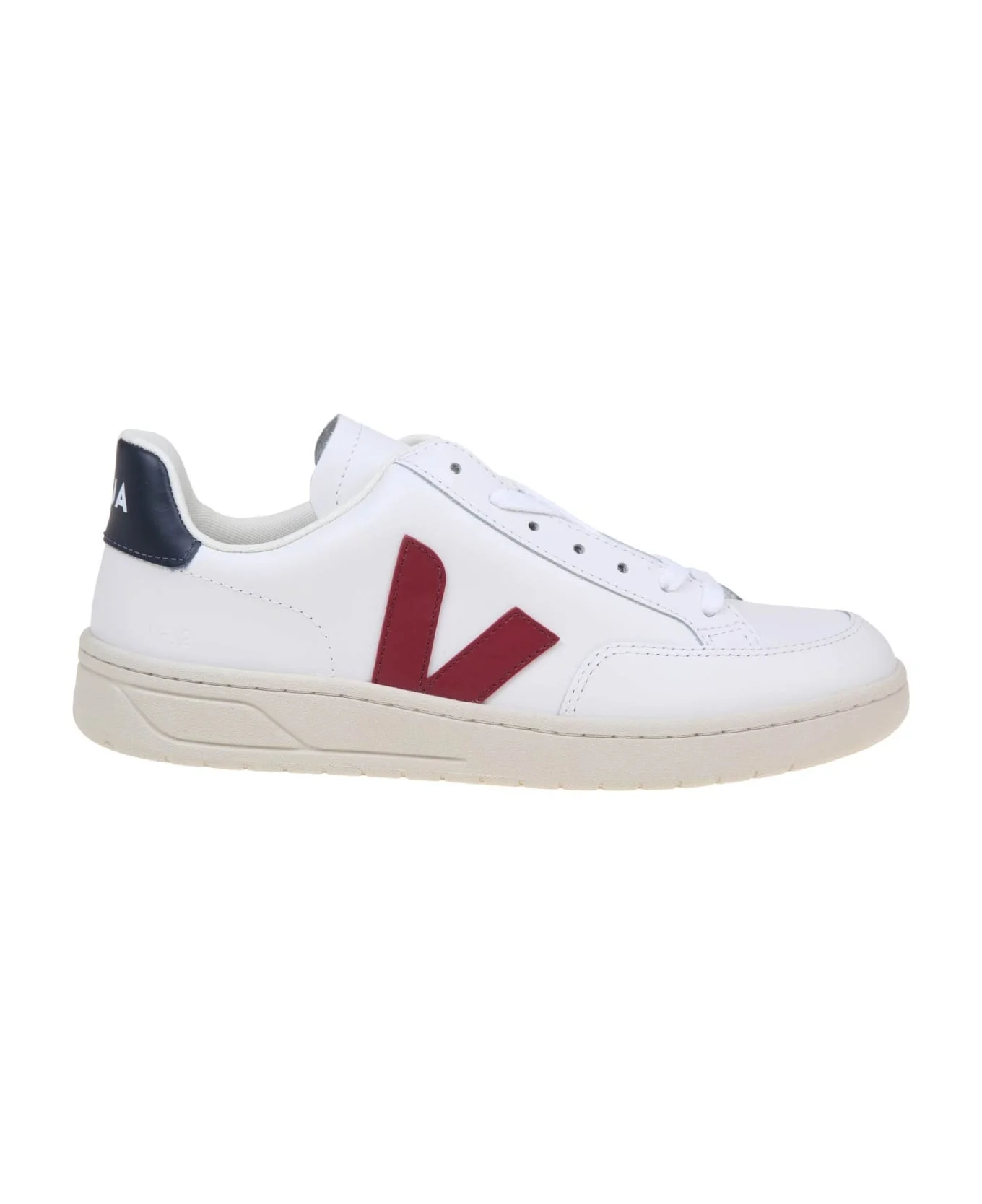 V 12 Sneakers In White/marsala Leather - 1