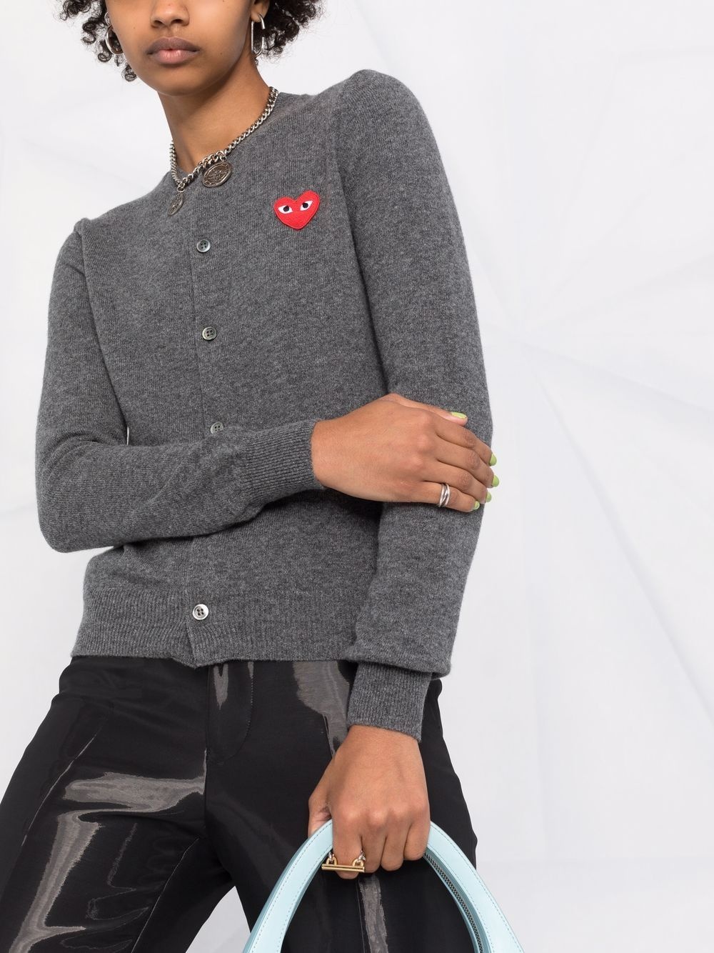 logo-patch knitted wool cardigan - 5