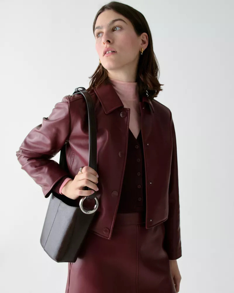 Halo Glazed Leather Mini Bucket Bag 3