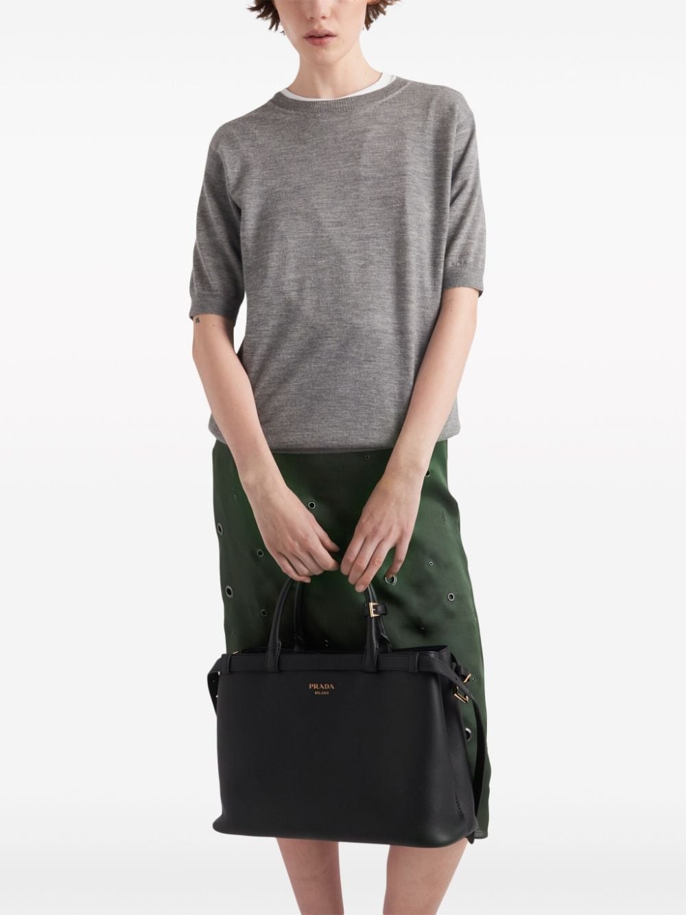 triangle-logo cashmere knitted top - 4