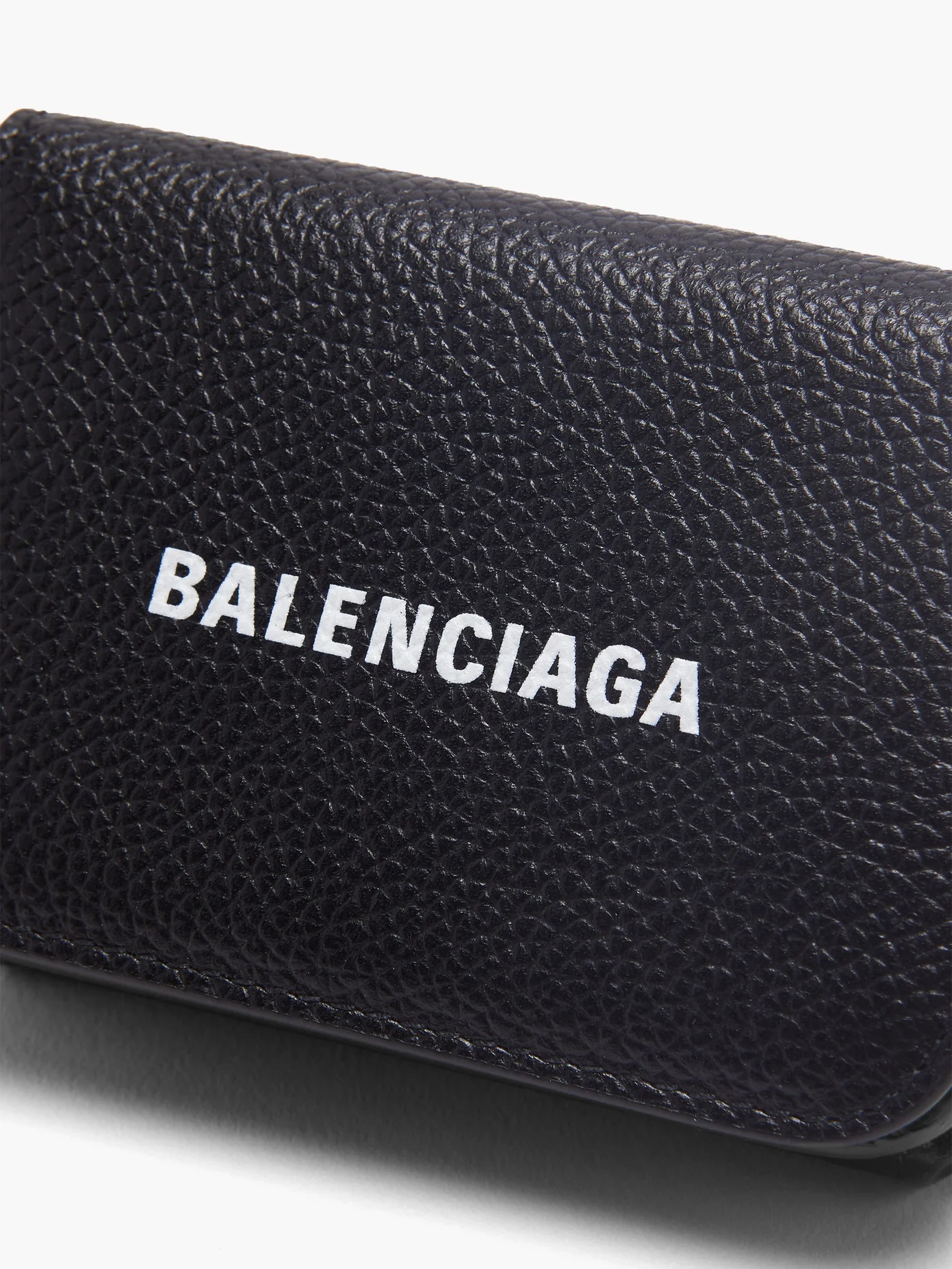 Logo-print mini grained-leather wallet - 4