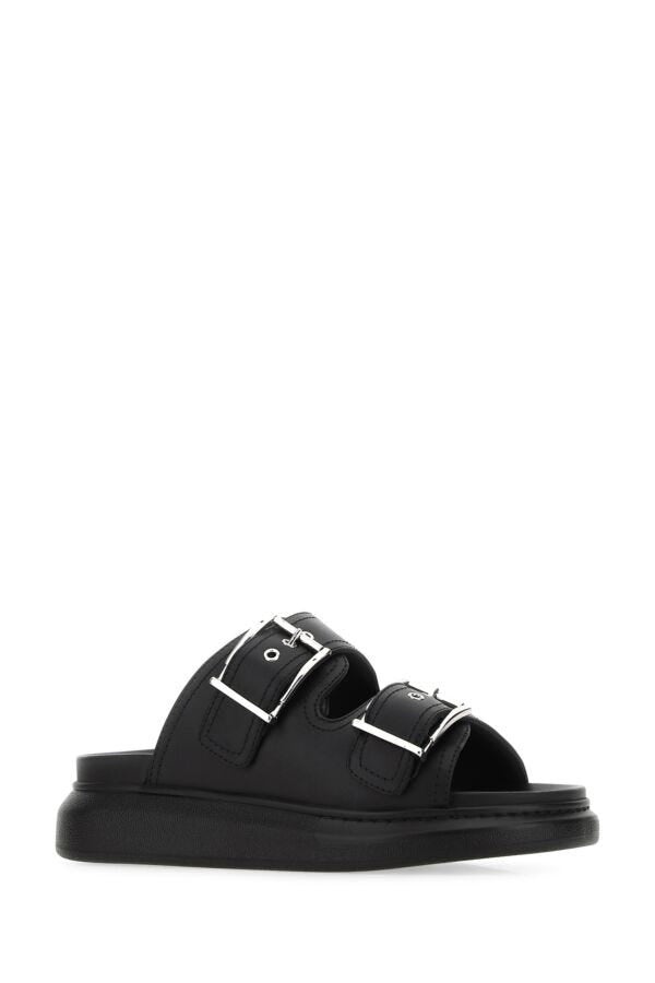 Alexander Mcqueen Woman Black Leather Slippers - 2