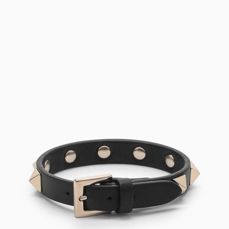 Valentino Garavani Leather Bracelet With Gold Studs Women - 3