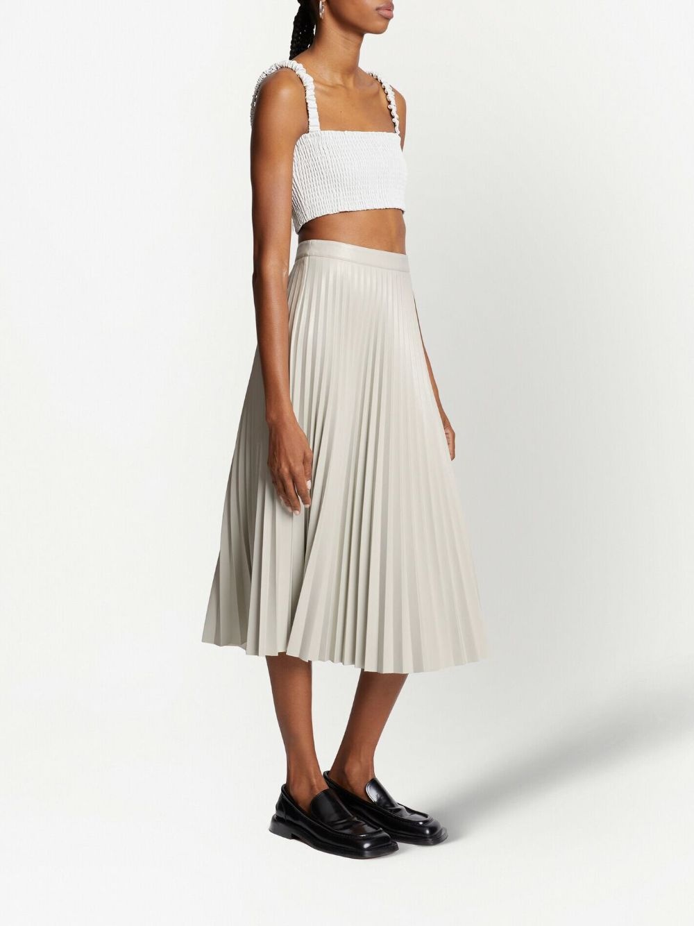 pleated faux-leather skirt - 3