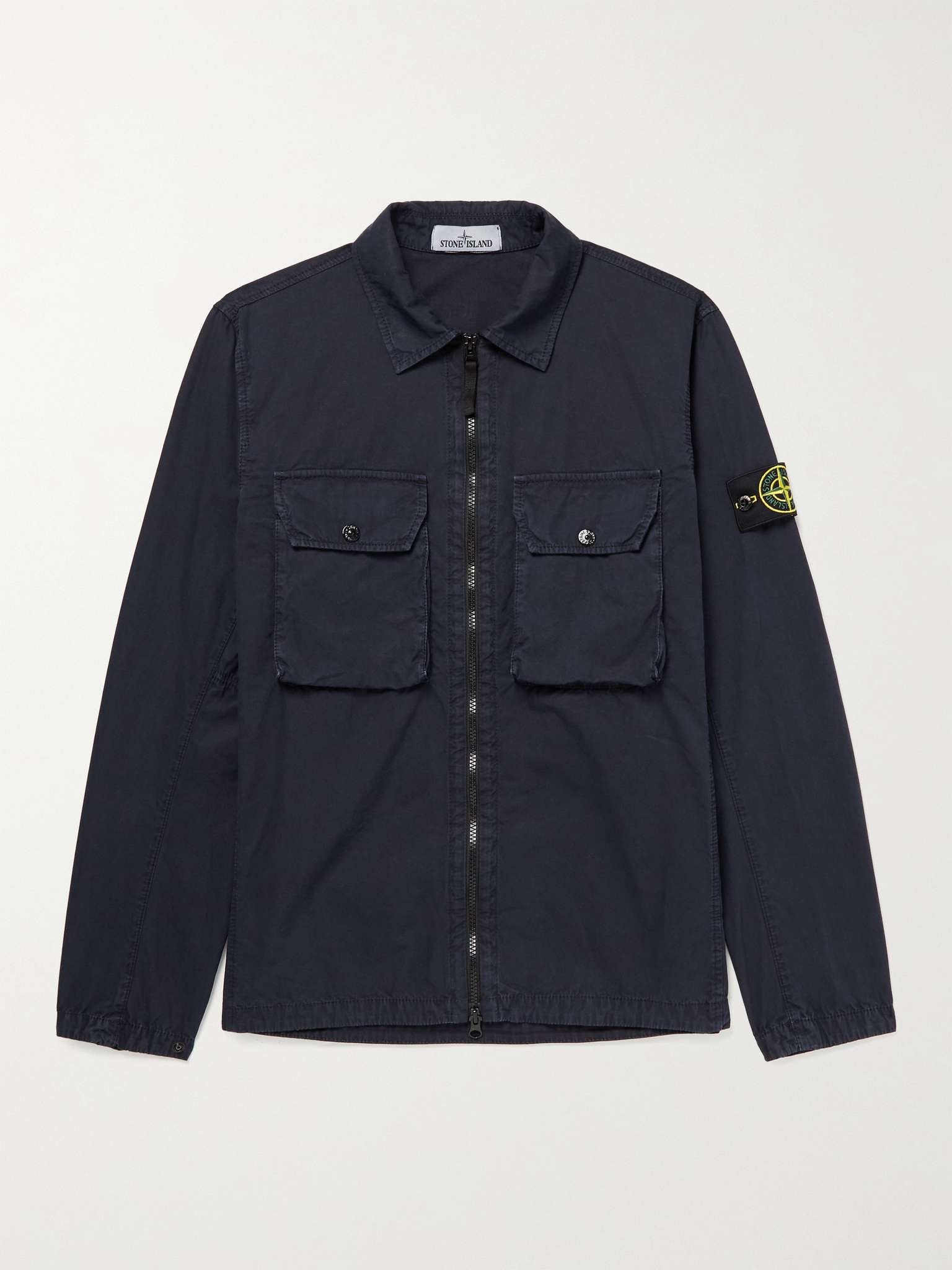 Logo-Appliquéd Garment-Dyed Cotton-Twill Overshirt - 1