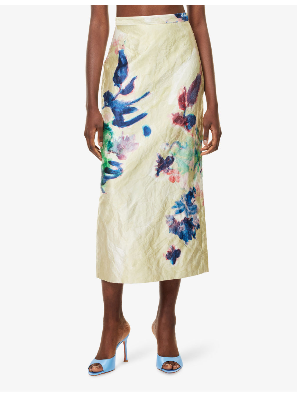 Floral Pencil Woven Midi Skirt - 3