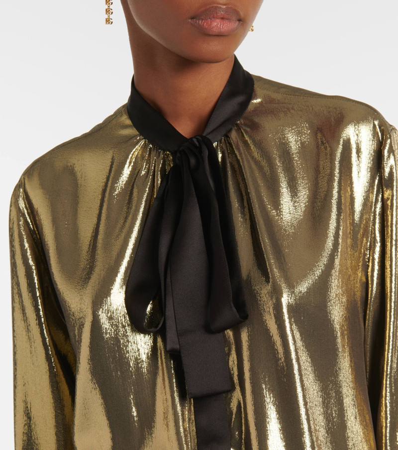 Tie-neck silk-blend lamé blouse 4