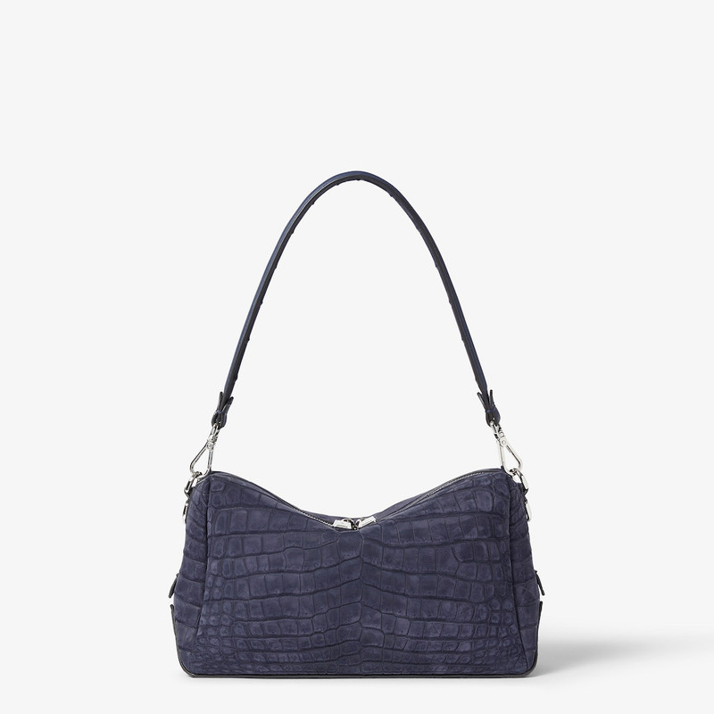 FENDI Fendi Lui Medium Navy blue nubuck crocodile leather bag outlook