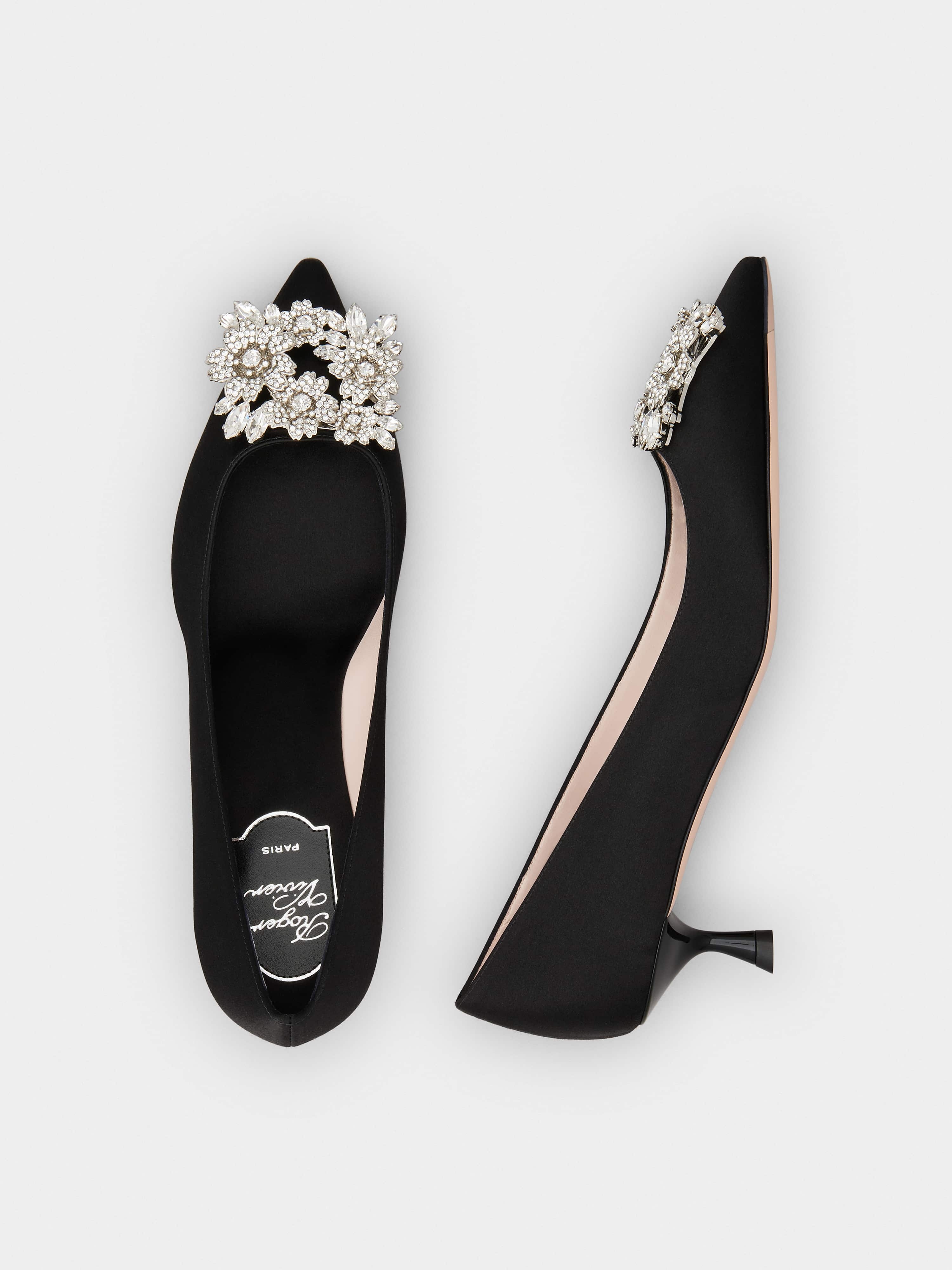 RV Bouquet Strass Buckle Pumps in Satin - 4