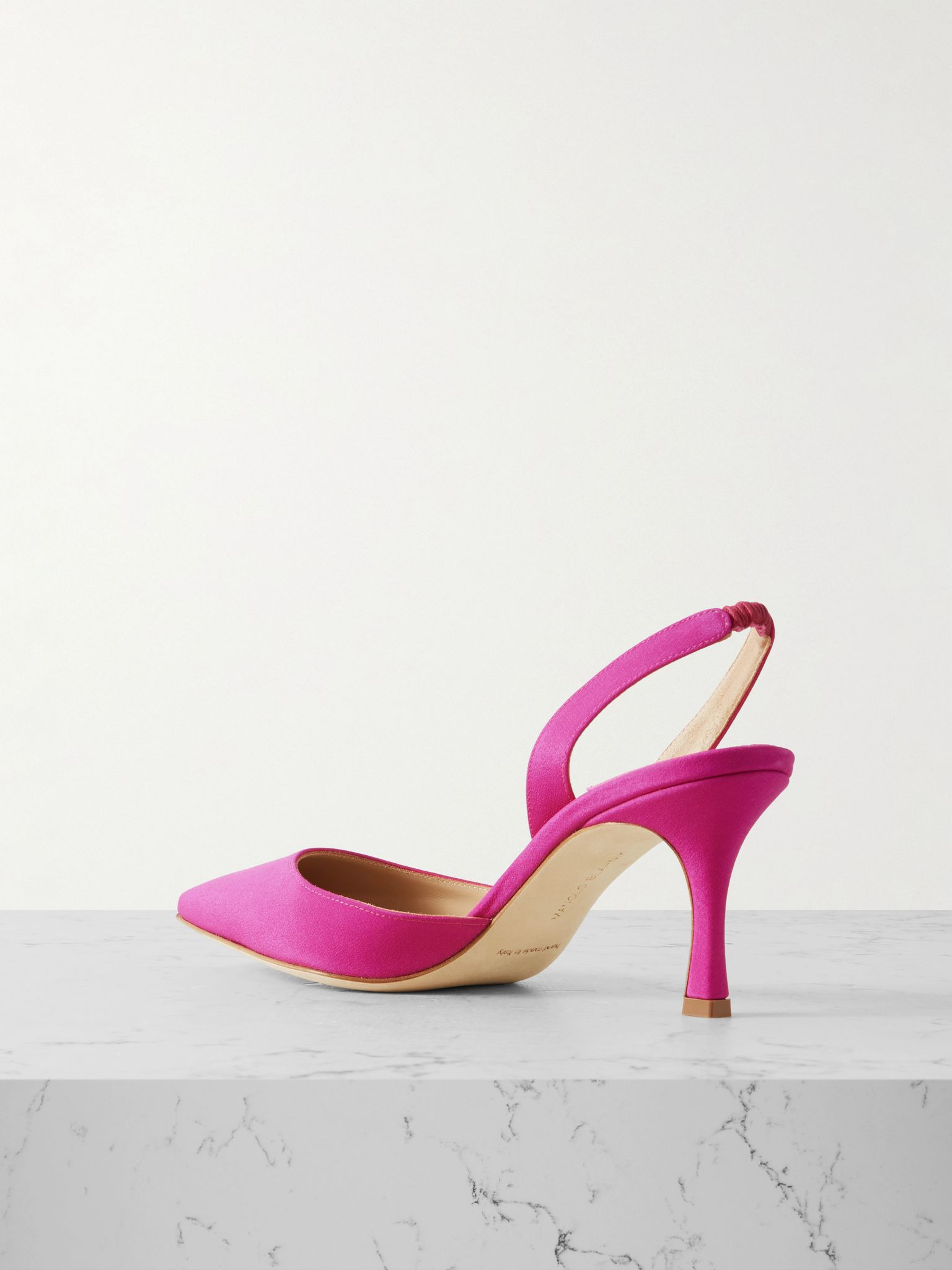 Carolyne 70 silk crepe de chine slingback pumps Fuchsia - 3