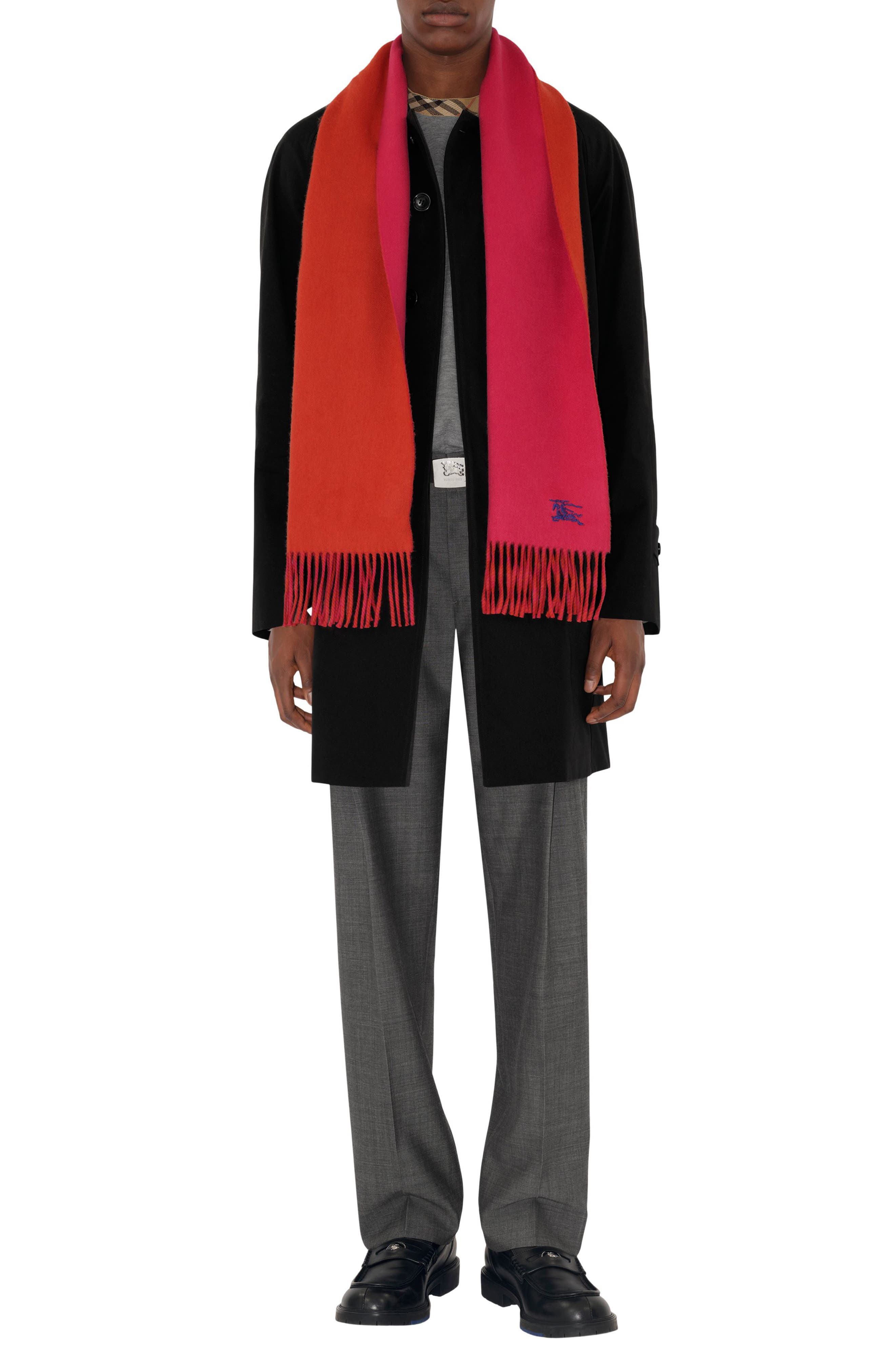 burberry Reversible EKD Embroidered Cashmere Scarf in Tart/Roux at Nordstrom - 2