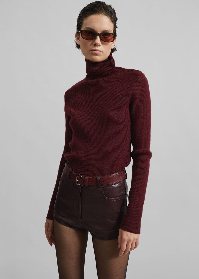 Nevis Faux Leather Hot Pants - Burgundy 9
