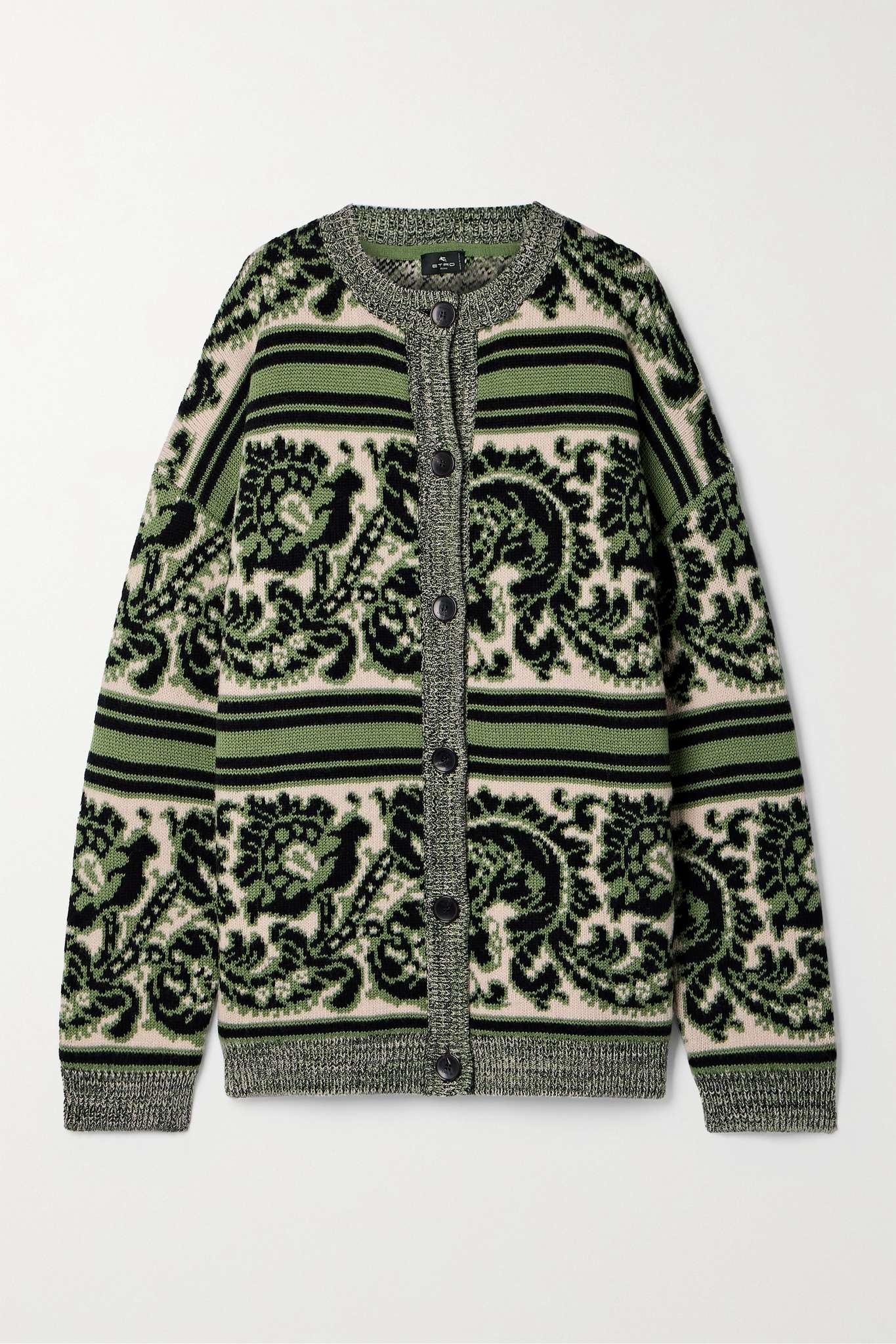 Oversized wool-blend jacquard cardigan - 1