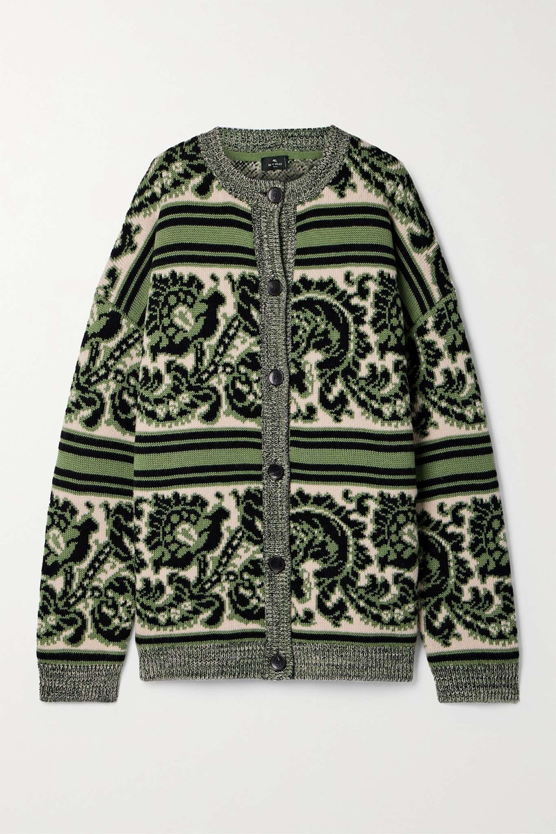 Oversized wool-blend jacquard cardigan 1