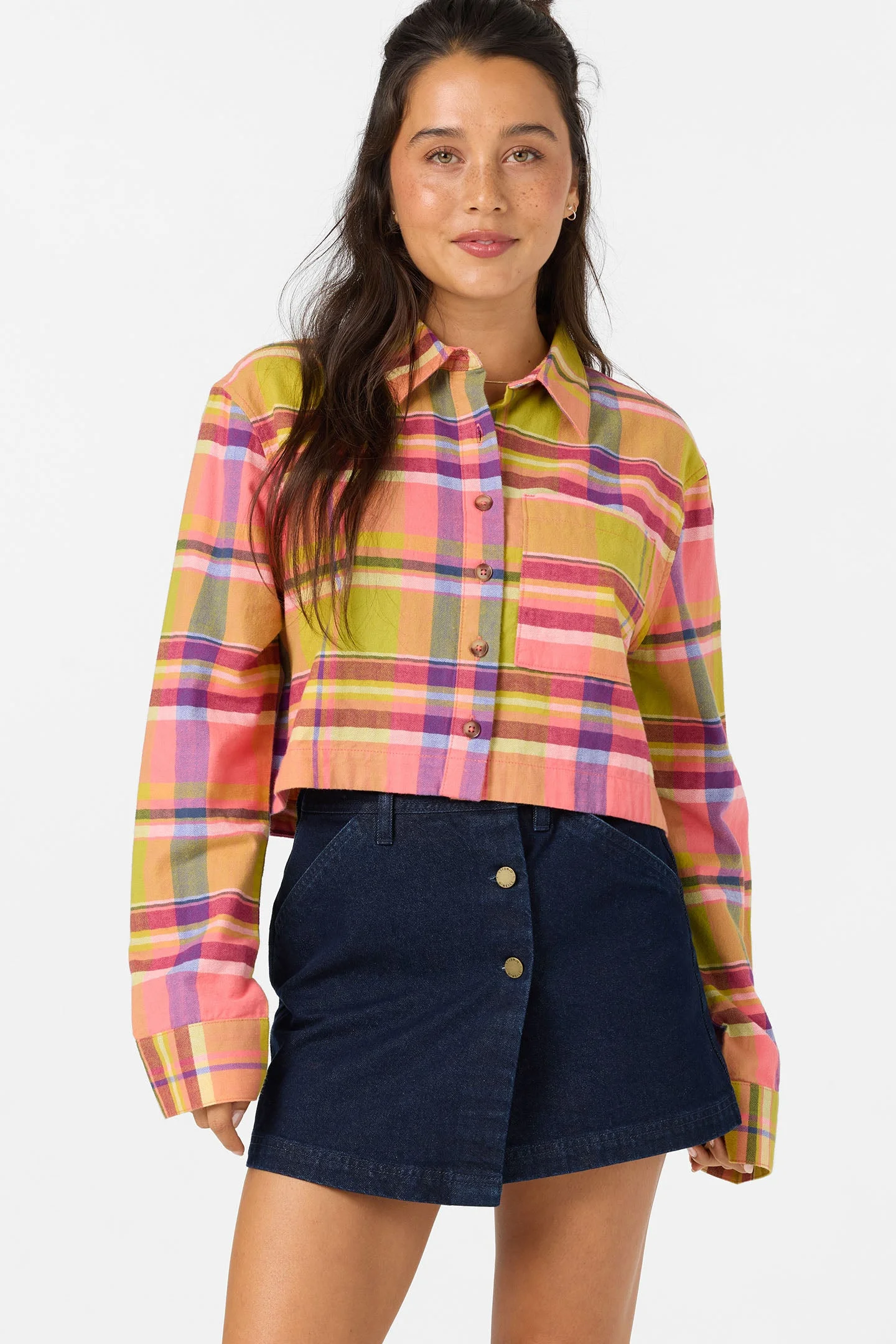Pippa Flannel Crop Long Sleeve Shirt - 1
