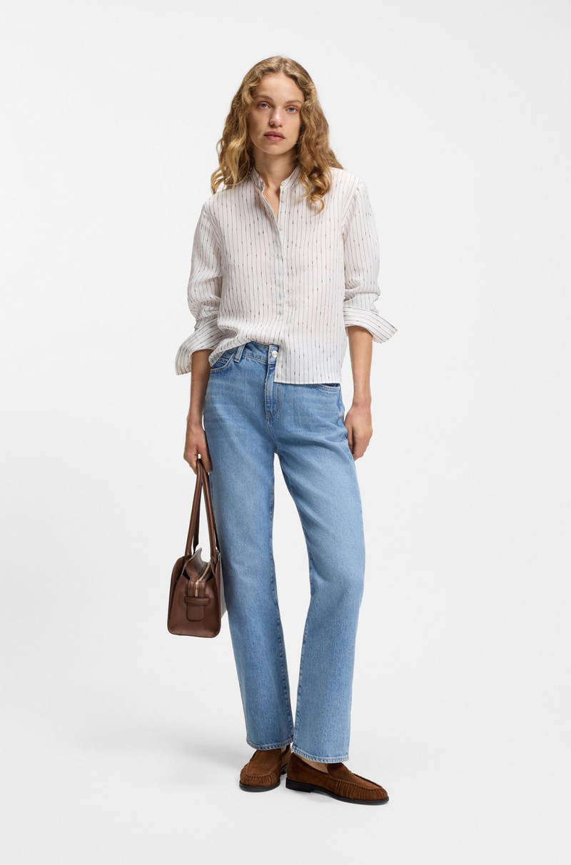 BOSS REGULAR-FIT BLOUSE WITH BROKEN STRIPE outlook