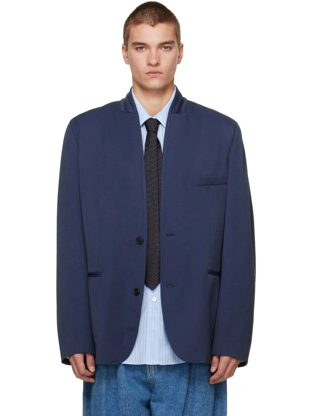 Navy Shawl Blazer - 1