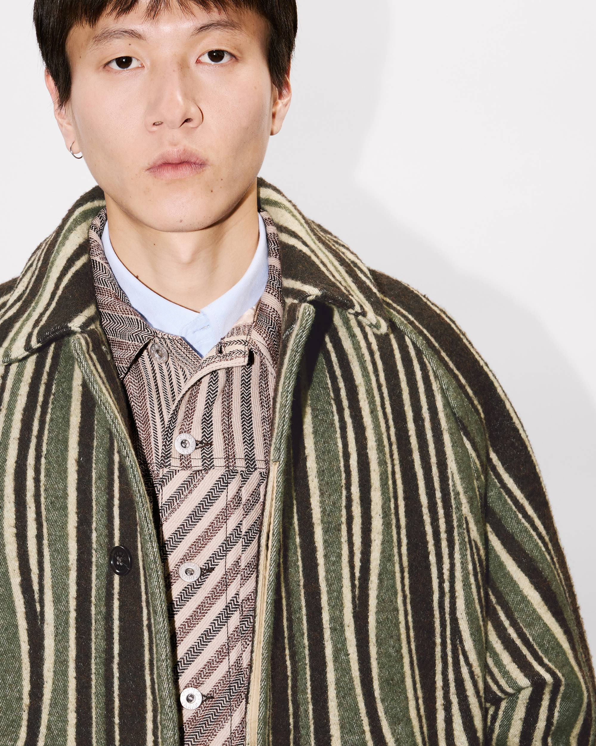 'KENZO Leaf Stripe' coat in cotton wool jacquard - 6